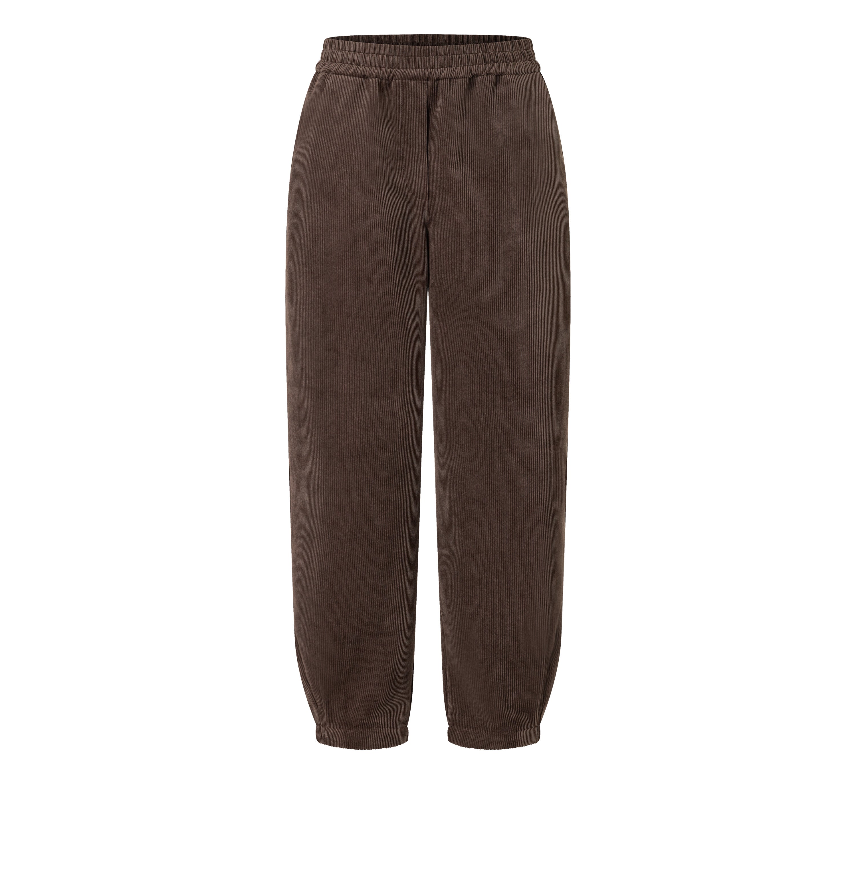 Corduroy trousers with cuff. | EVA 2.3 | truffle brown | Front view of bust