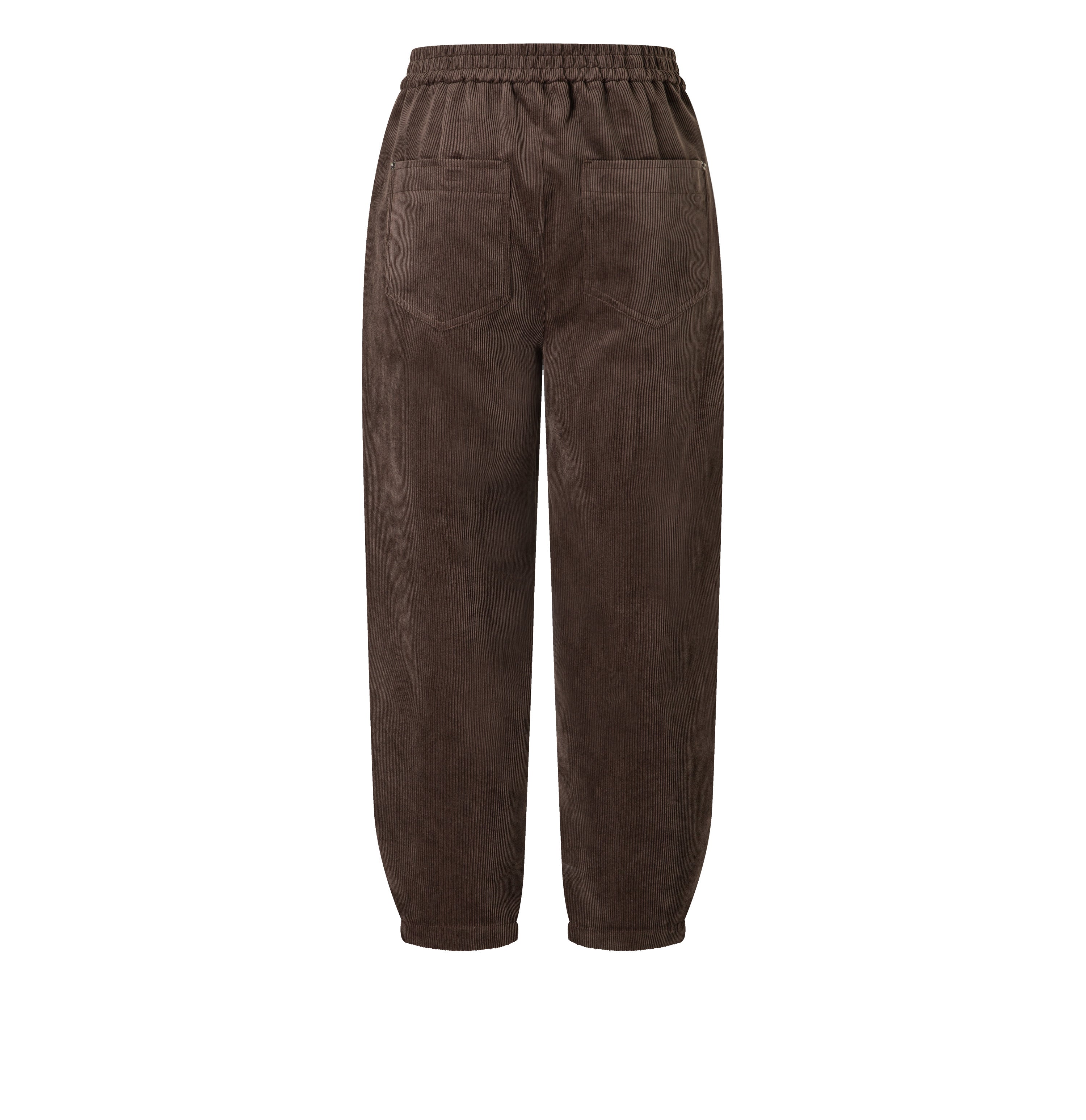 Corduroy trousers with cuff. | EVA 2.3 | truffle brown | Back view of bust