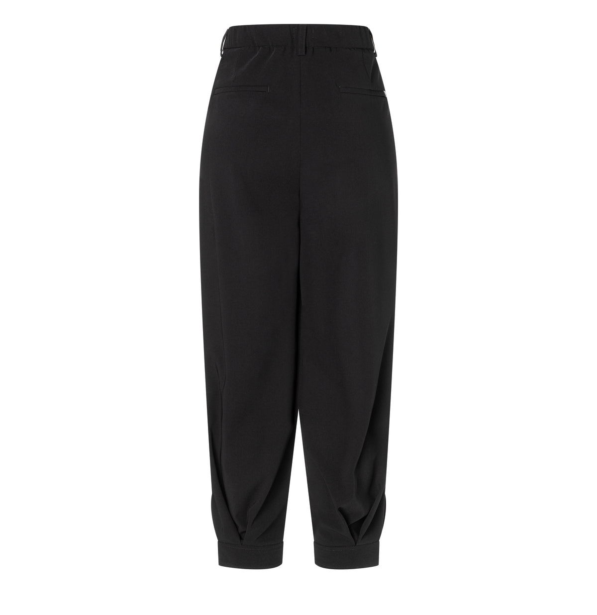 Floating crepe trousers with cuffs. | BALLOON | black | Back view of bust