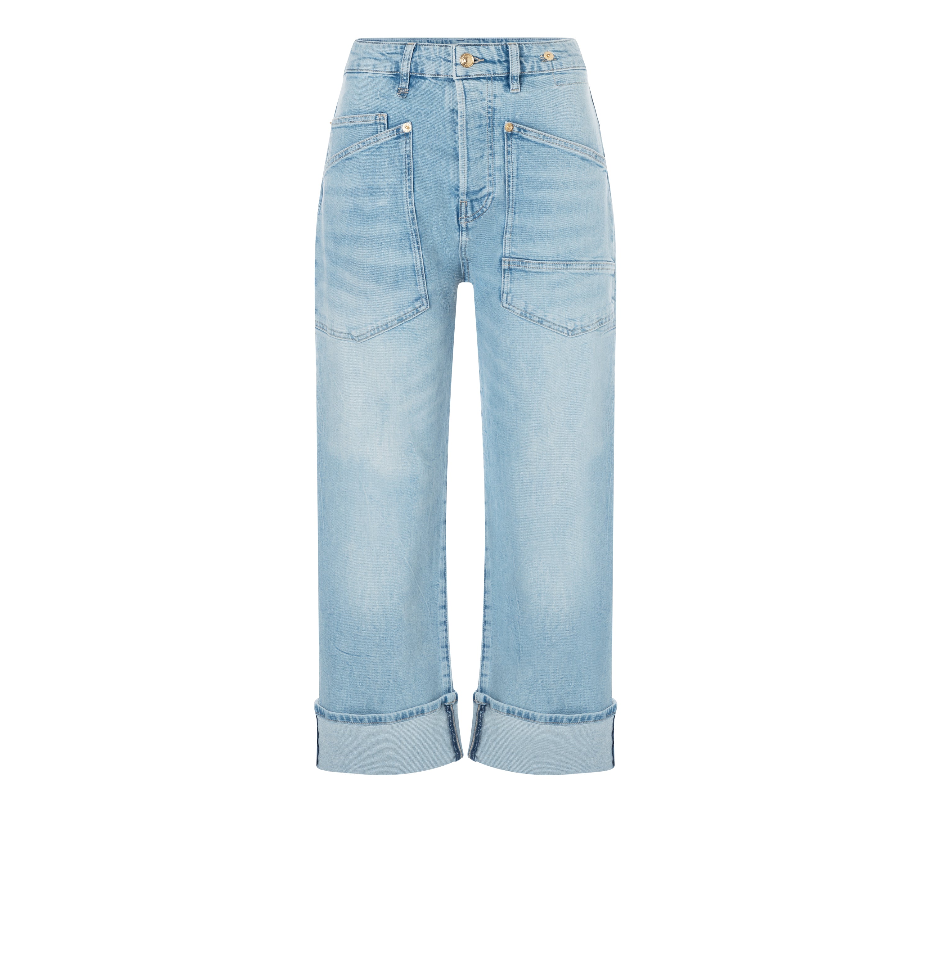 Baggy jeans made of authentic comfort stretch denim. | S-NAME | S-FBBZ | Front view of bust
