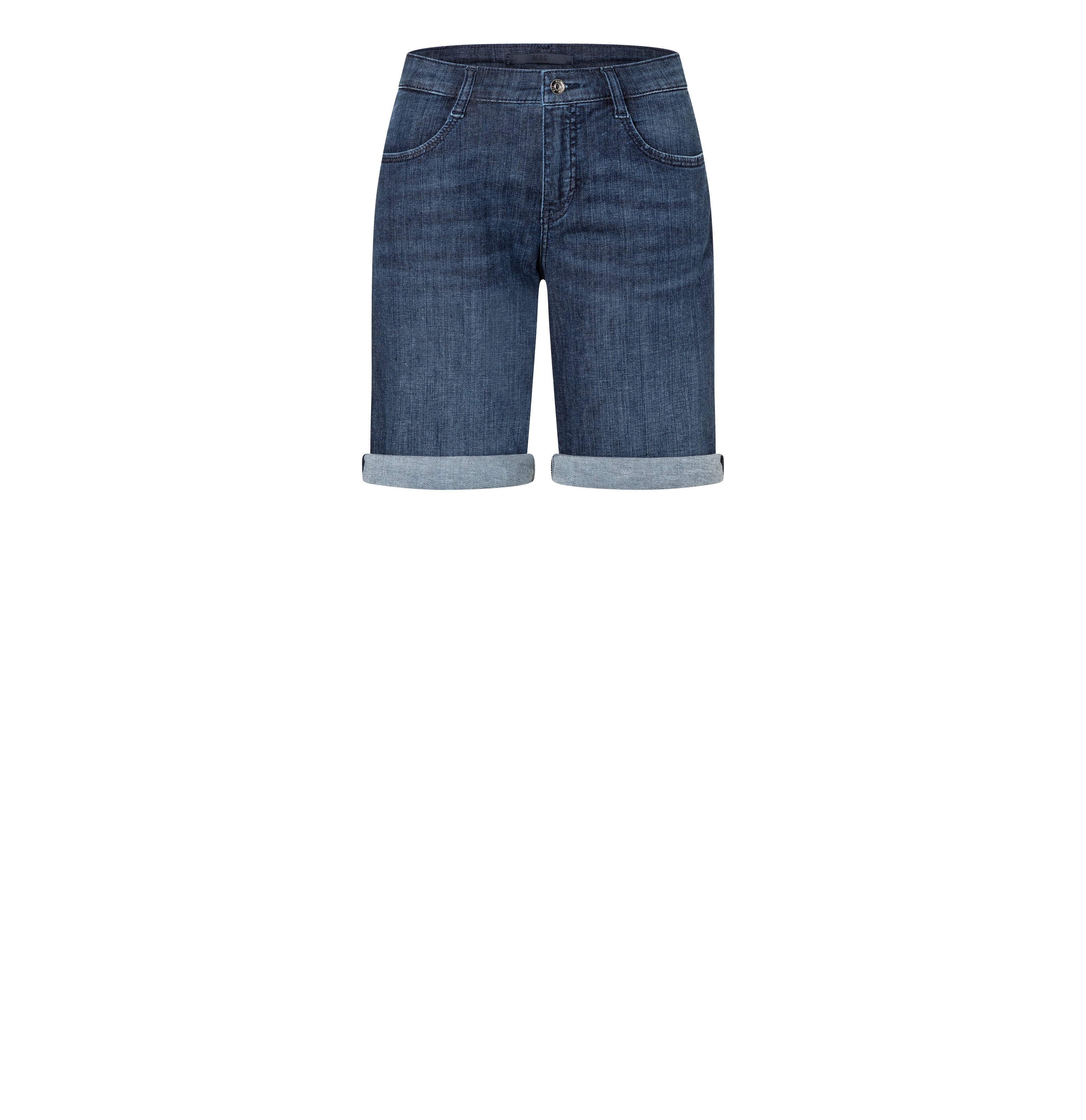 Turned-up shorts made of light denim. | SHORTY summer clean | dark ocean wash | Front view of bust