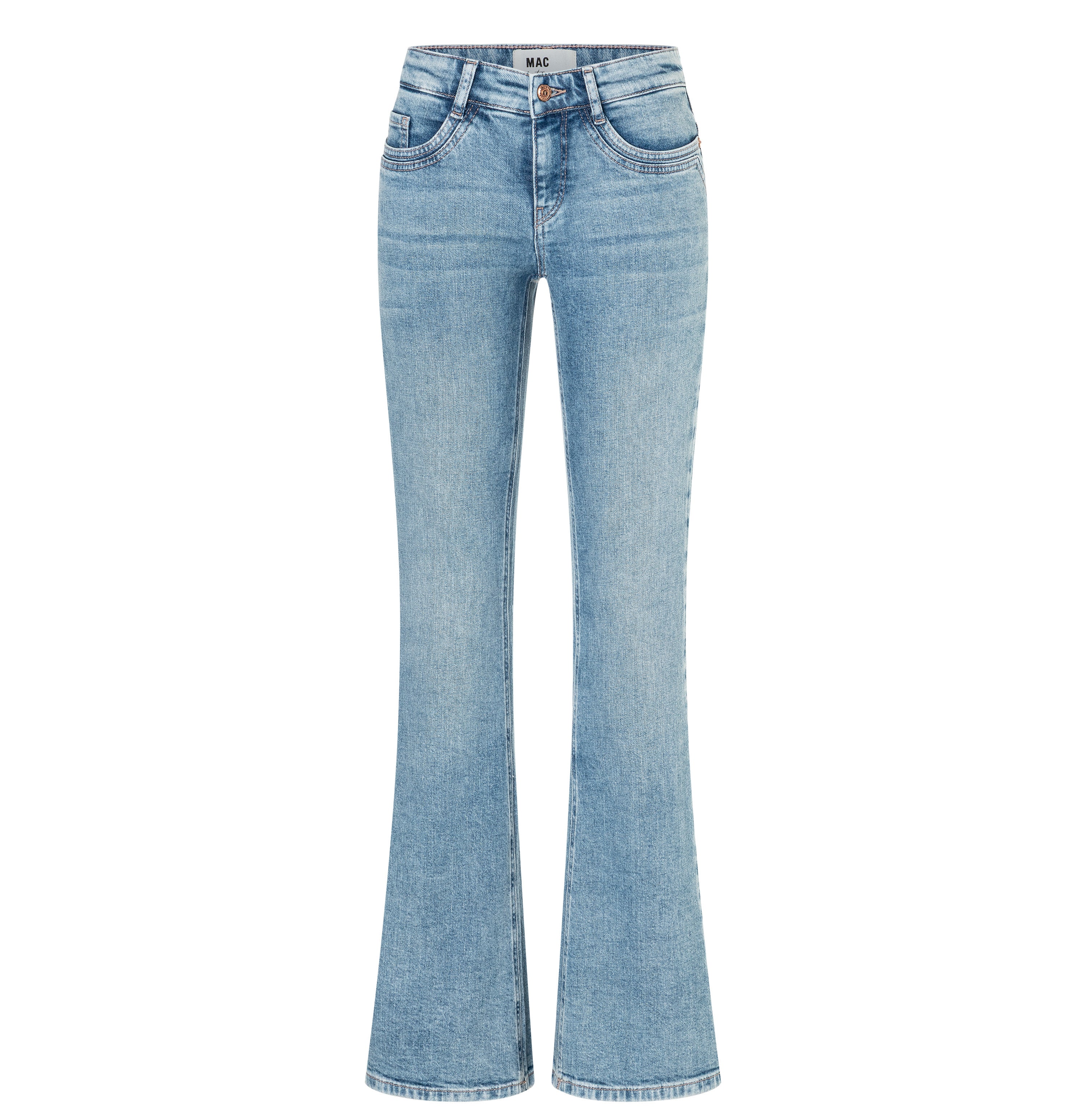 Flared jeans with modern details. | DETROIT flared | 90`s cool wash | Front view of bust
