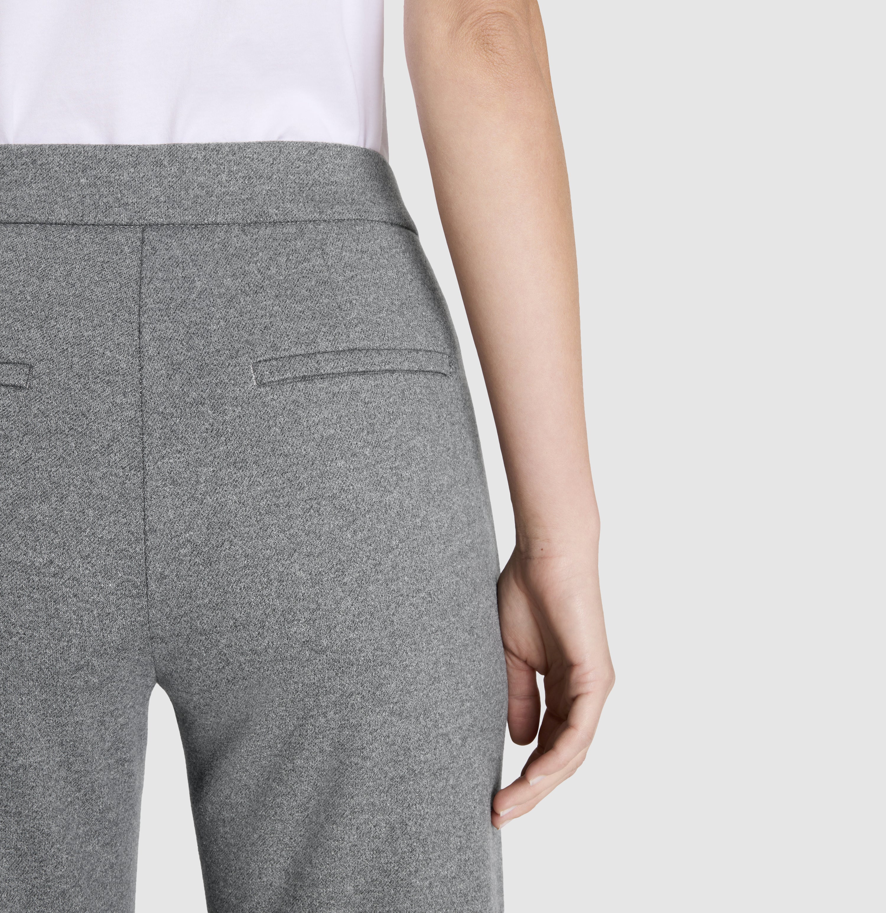 Wide jump-in trousers made of premium jersey. | CHIARA SMART | metal grey melange | Detailed view 2 of model