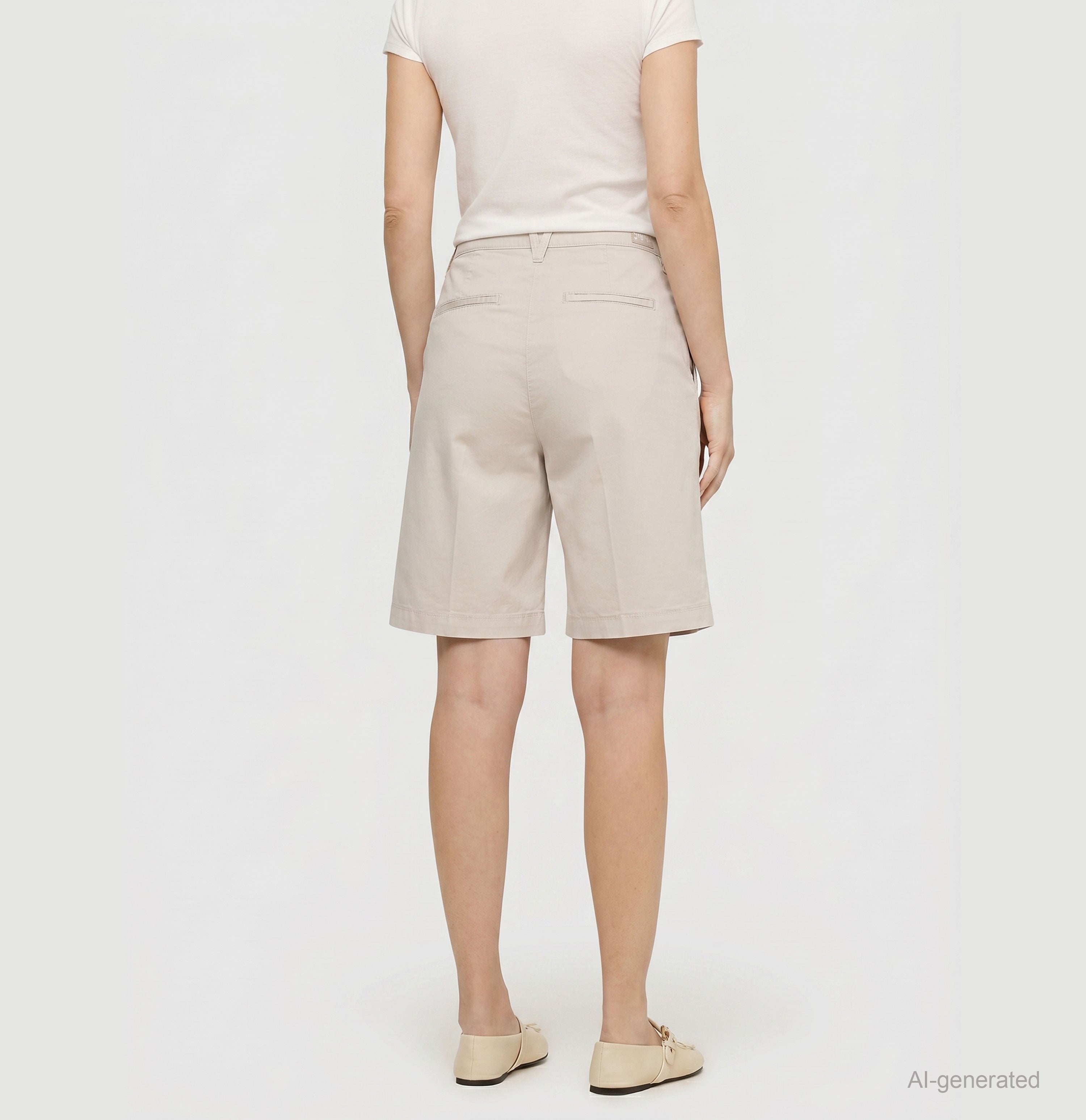 Relaxed chino shorts made of stretch gabardine. | CHINO Bermuda | ivory PPT | Back view of model