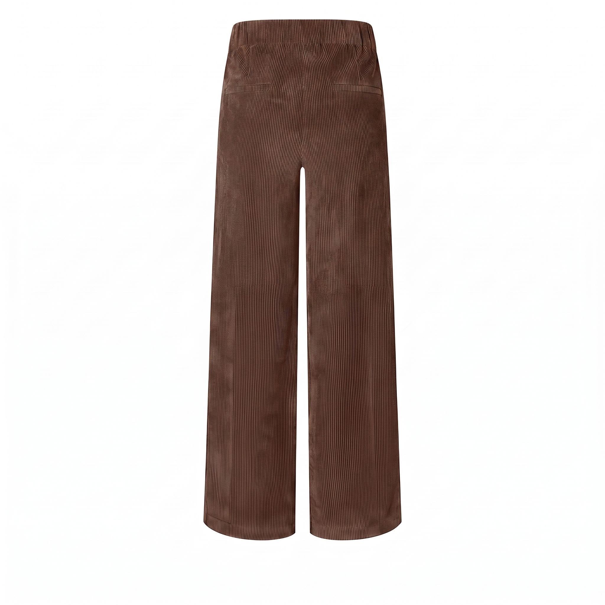 Modern culotte made of light wide wale corduroy. | CHIARA cropped | bison brown | Back view of bust