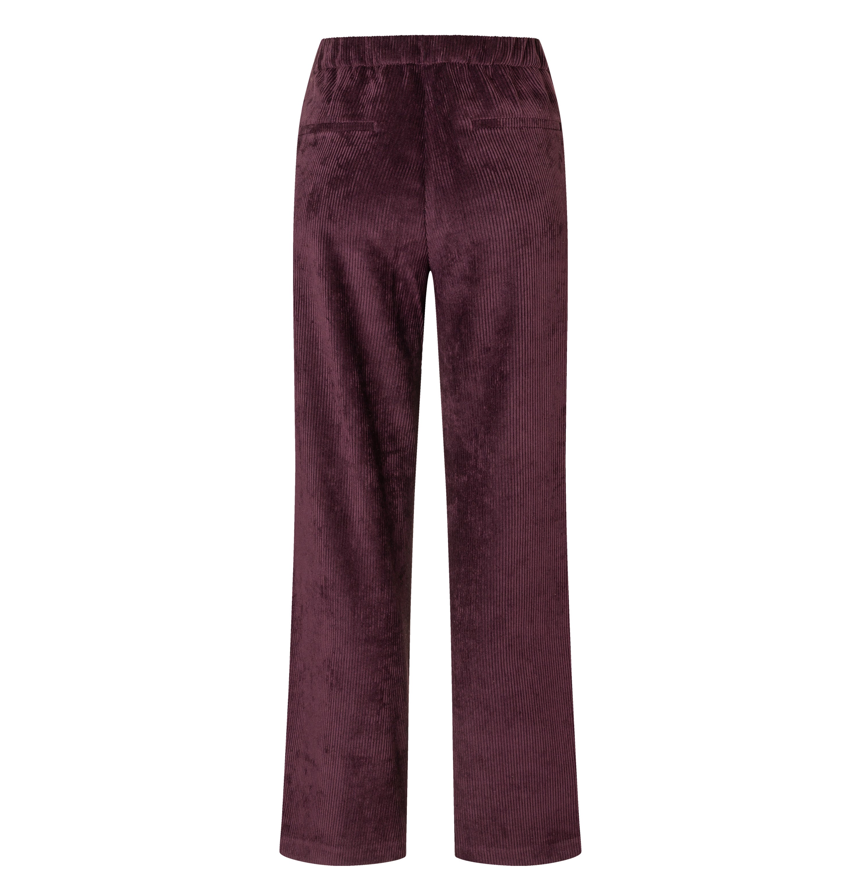 Wide trousers in a lightcorduroy material. | CHIARA | aubergine | Back view of bust