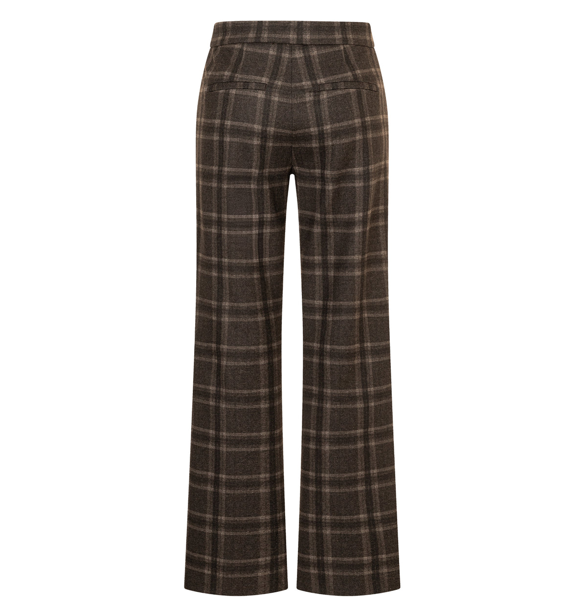 Sporty trousers made of premium jersey. | CHIARA | night brown check | Back view of bust