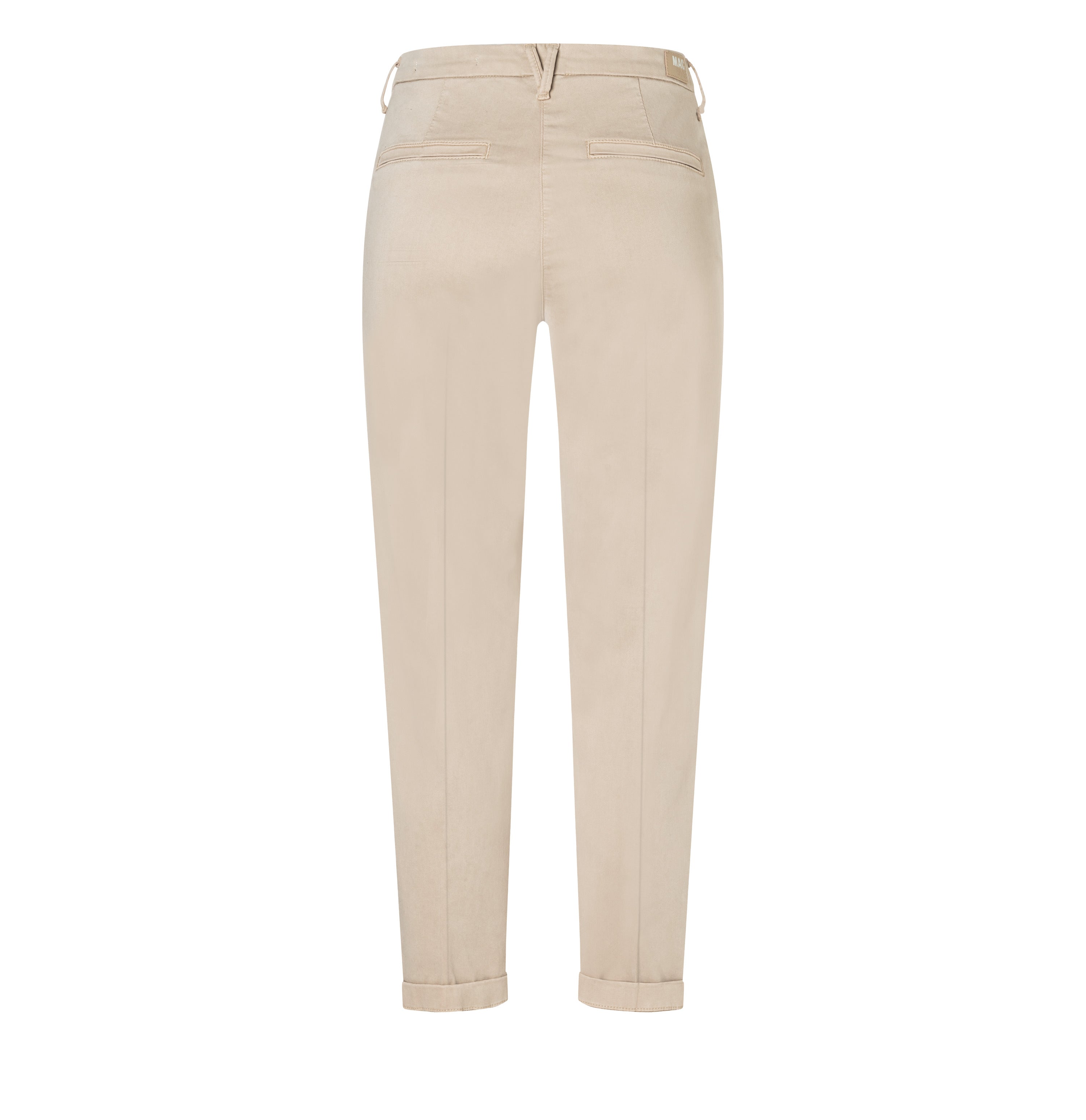 Slim trousers in a cotton-modal-lyocell blend. | CHINO turn up | light beige kitt PPT | Back view of bust