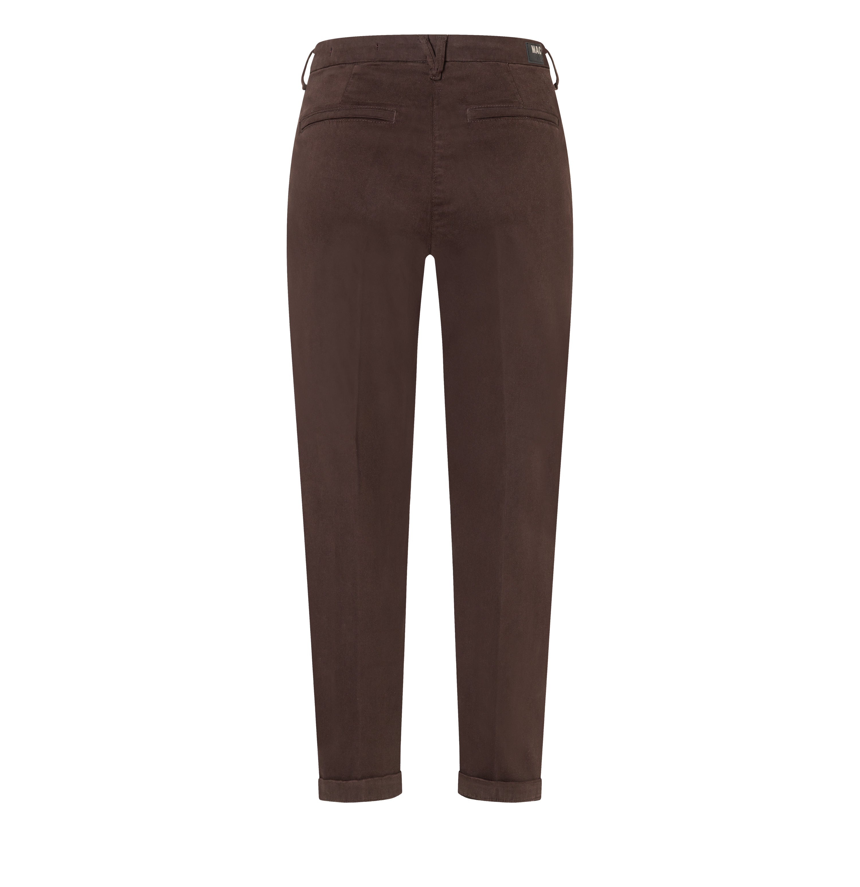 Casual chino made of cotton stretch | CHINO turn up | truffle brown PPT | Back view of bust