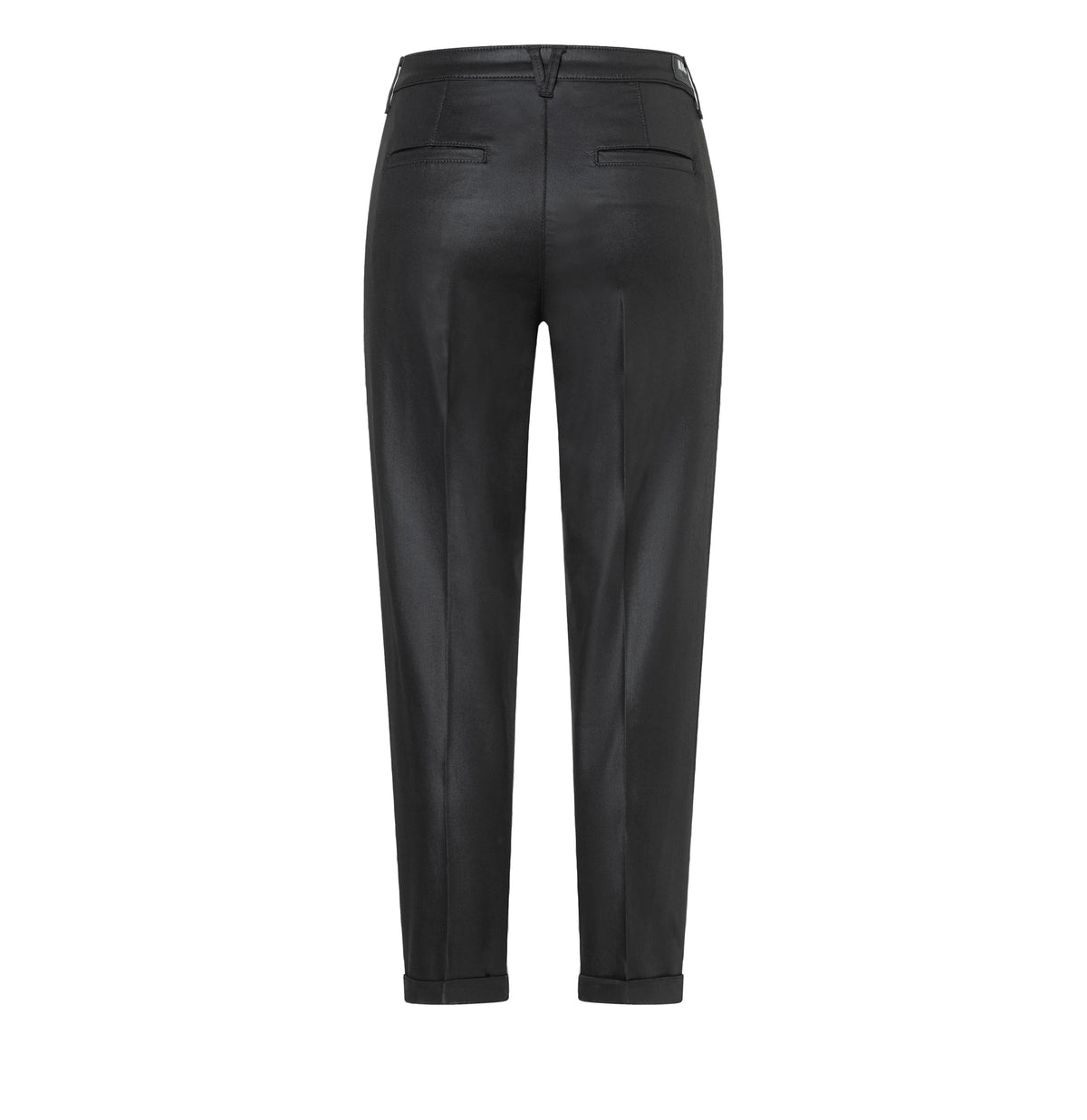Slim, soft chino with a leather look. | CHINO turn up | black | Back view of bust
