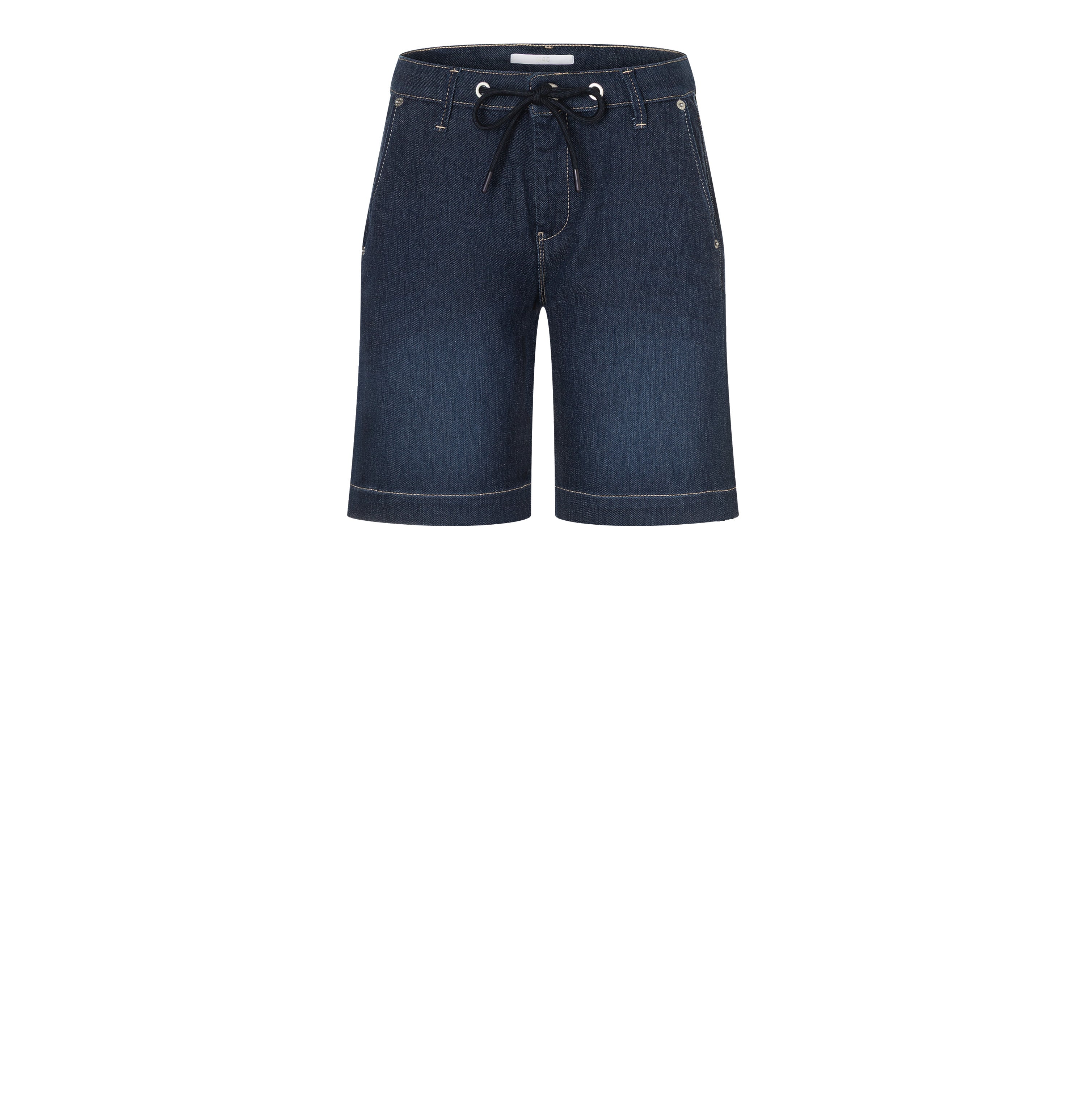 Wide sweat denim shorts with drawstring. | JOG´N SHORT | new basic wash | Front view of bust