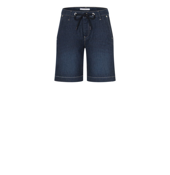 Wide sweat denim shorts with drawstring. | JOG´N SHORT | new basic wash | Front view of bust