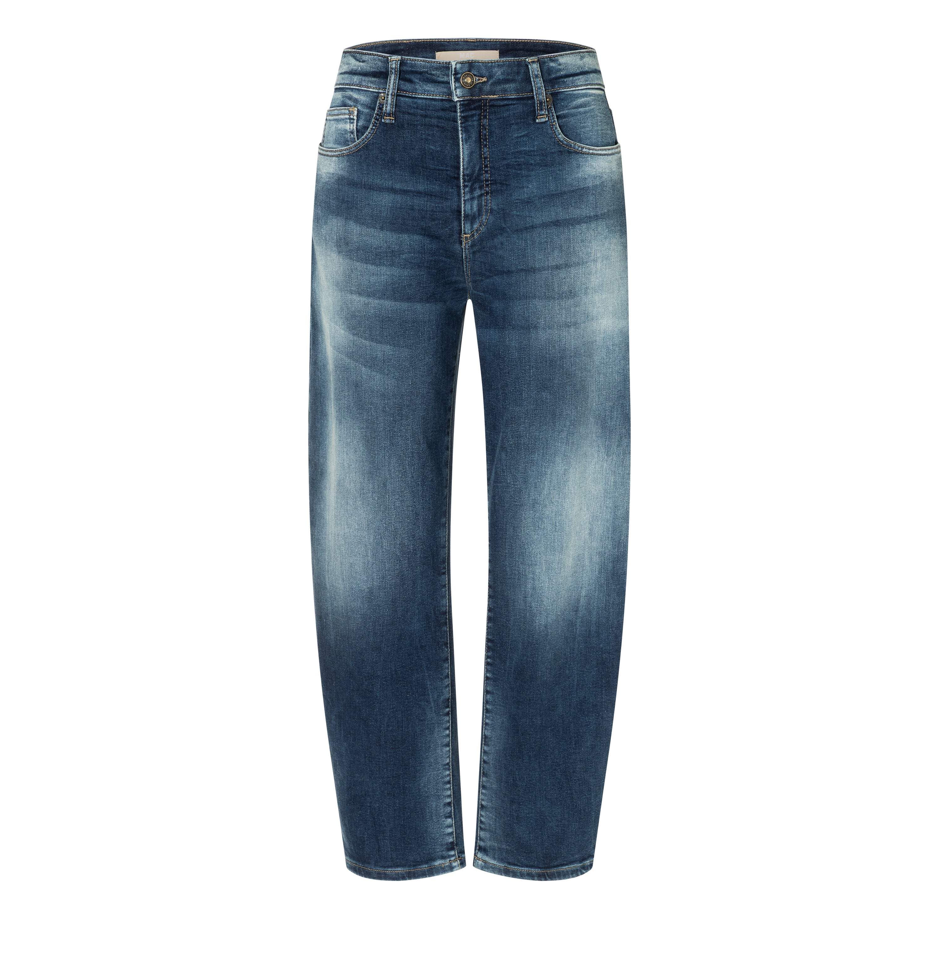Barrel jeans in a light lyocell blend. | DANNI | stormy tinted blue | Front view of bust