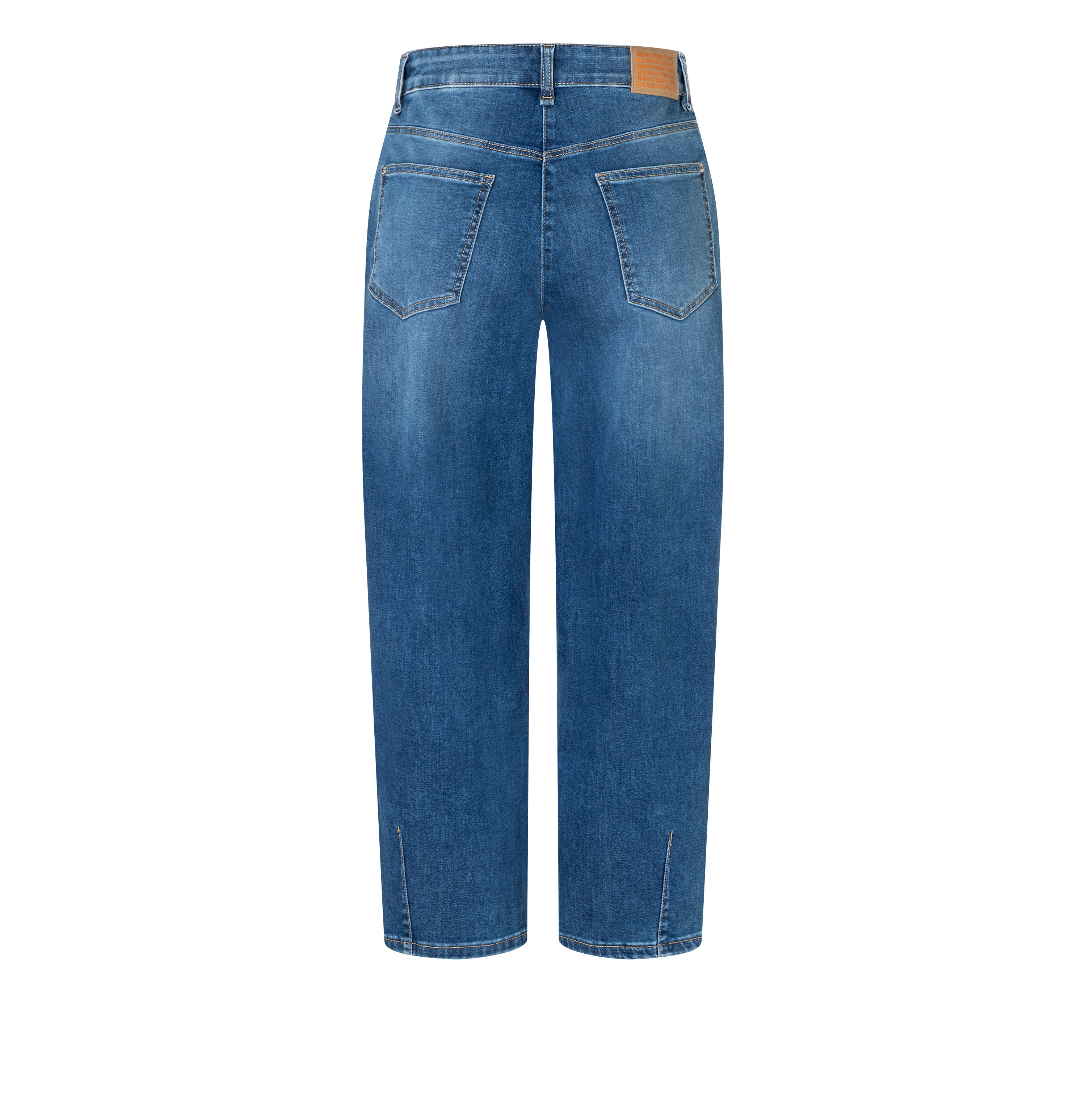 Barrel jeans with modern seam details. | BOBBIE | mid blue use washed | Back view of bust
