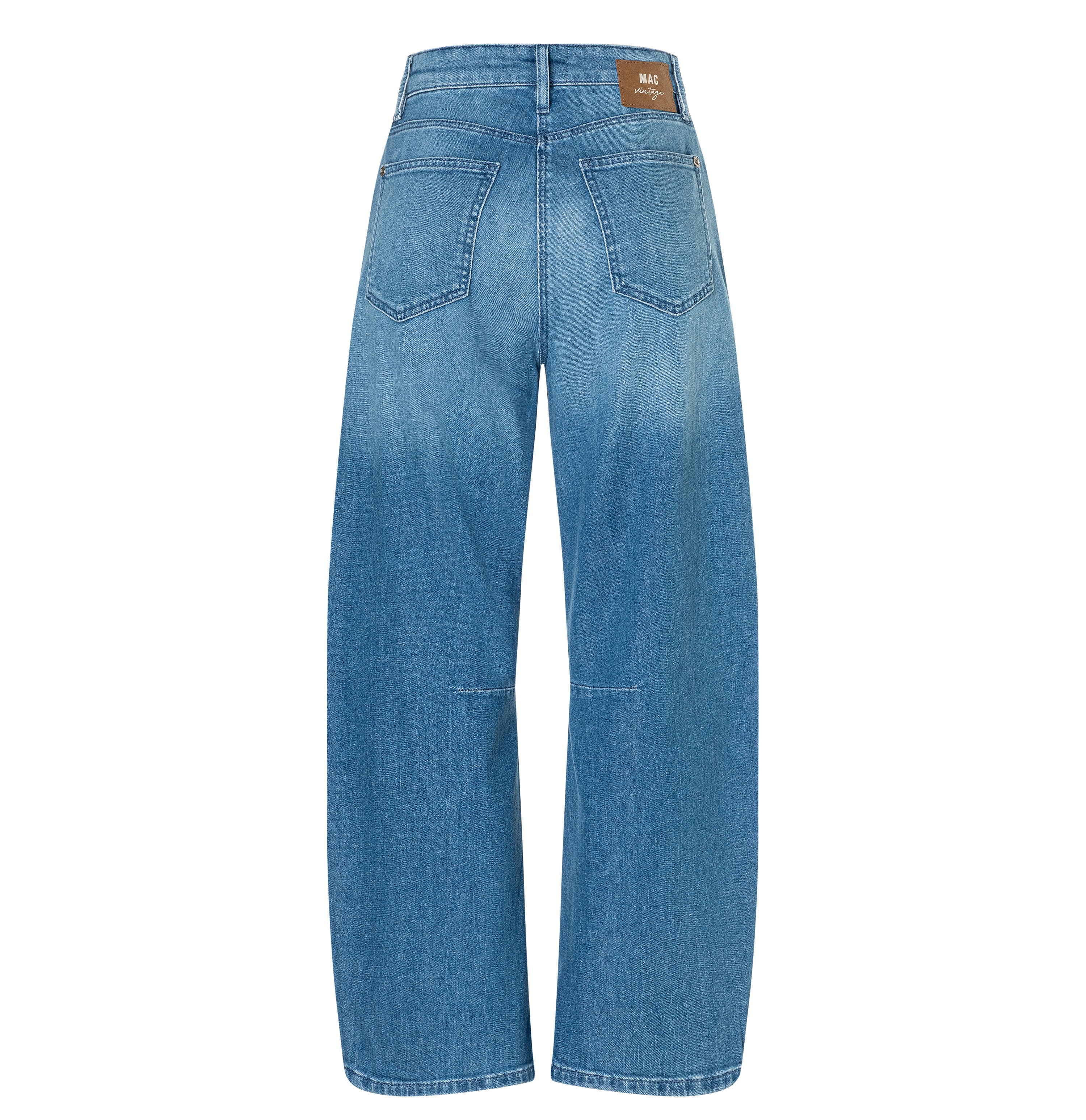 Casual barrel jeans with seam details. | DAKOTA Barrel | fancy sapphire blue | Back view of bust