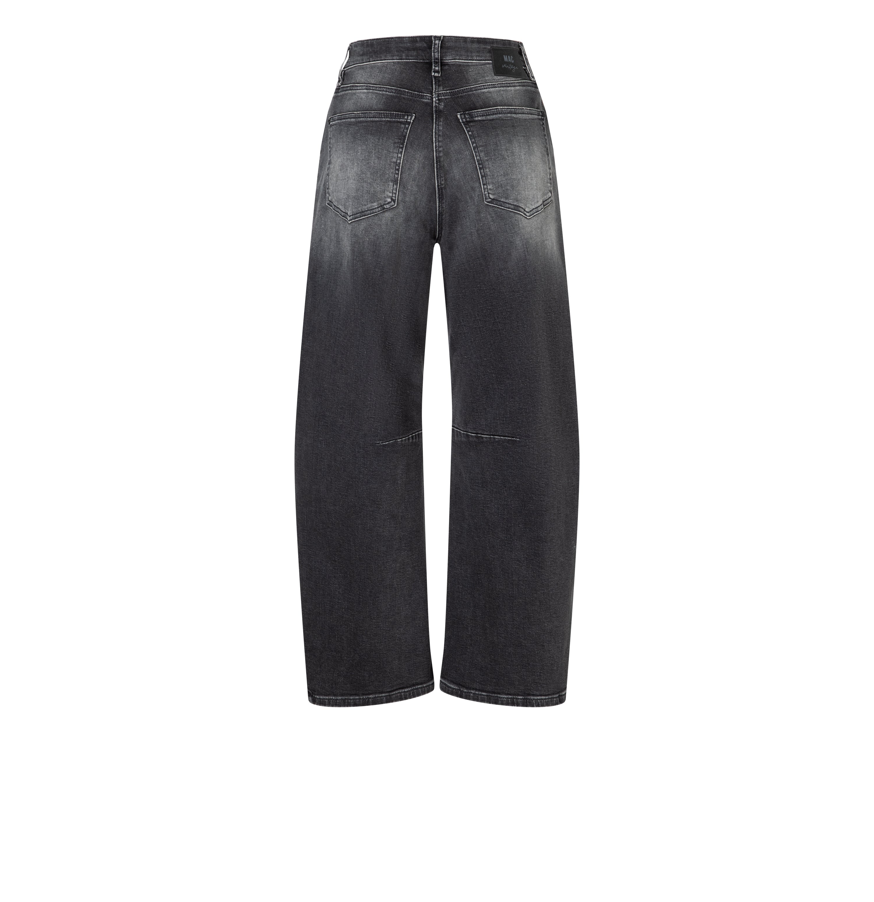 Modern barrel jeans made of comfort stretch denim. | S-NAME | S-FBBZ | Back view of bust