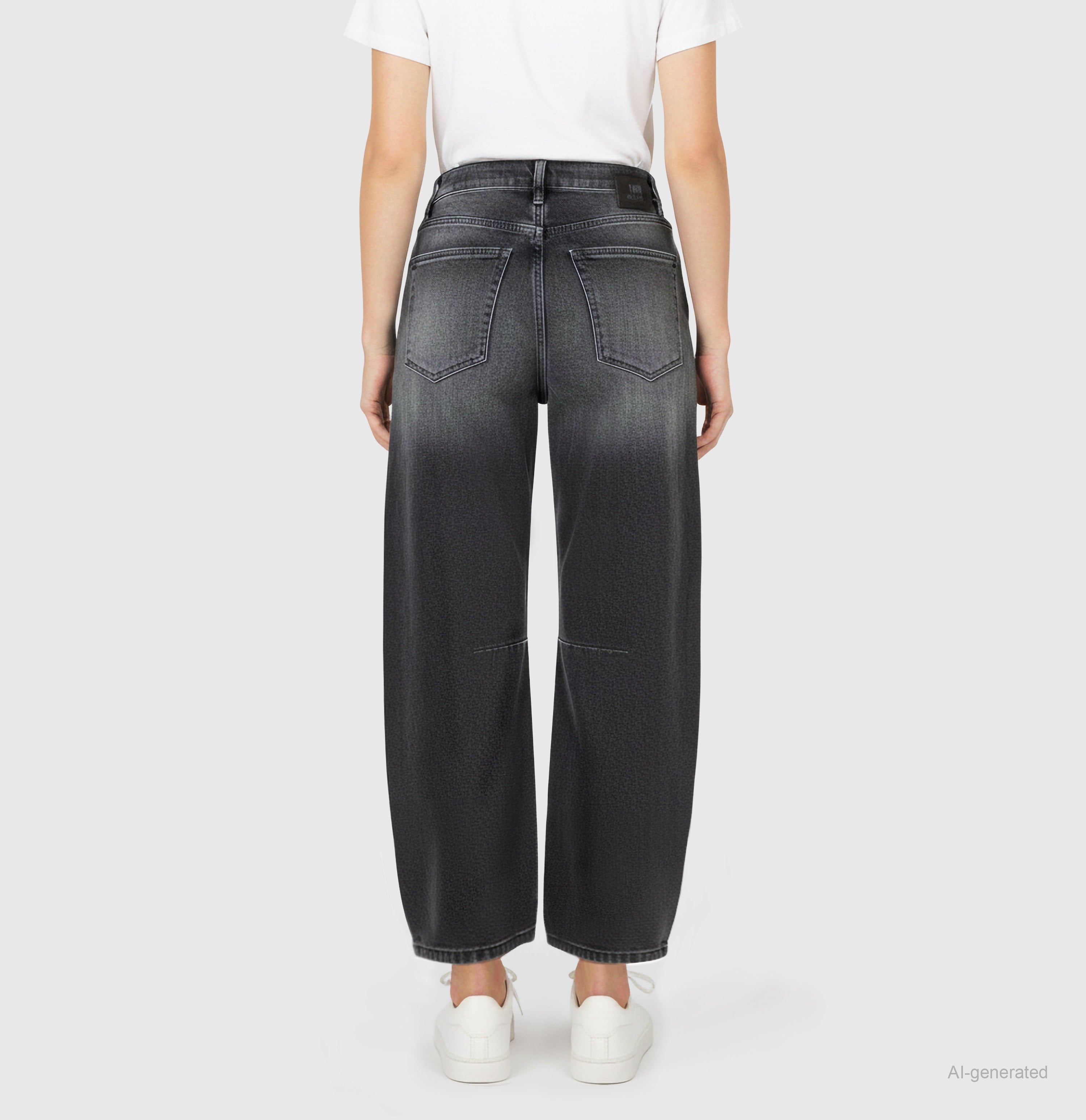 Modern barrel jeans made of comfort stretch denim. | DAKOTA Barrel | ashgrey vintage used | Back view of model