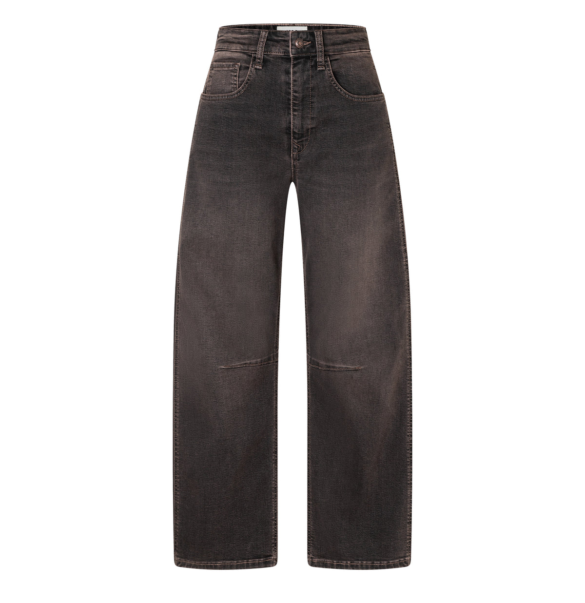 Loose fit made from comfort vintage denim. | OHIO Barrel | coffee vintage wash | Front view of bust