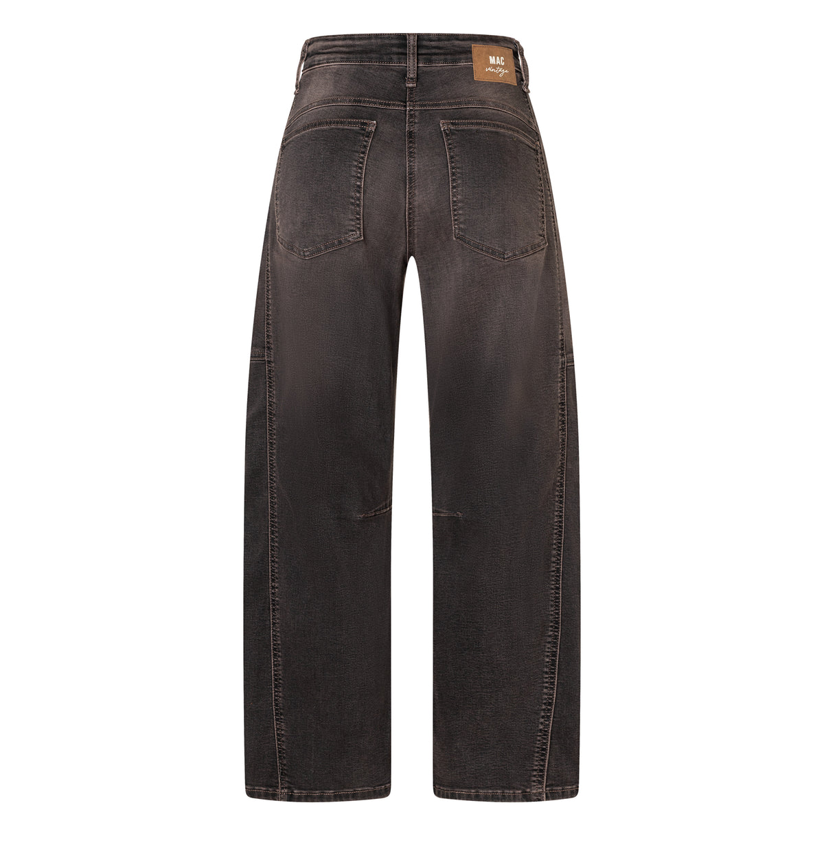 Loose fit made from comfort vintage denim. | OHIO Barrel | coffee vintage wash | Back view of bust
