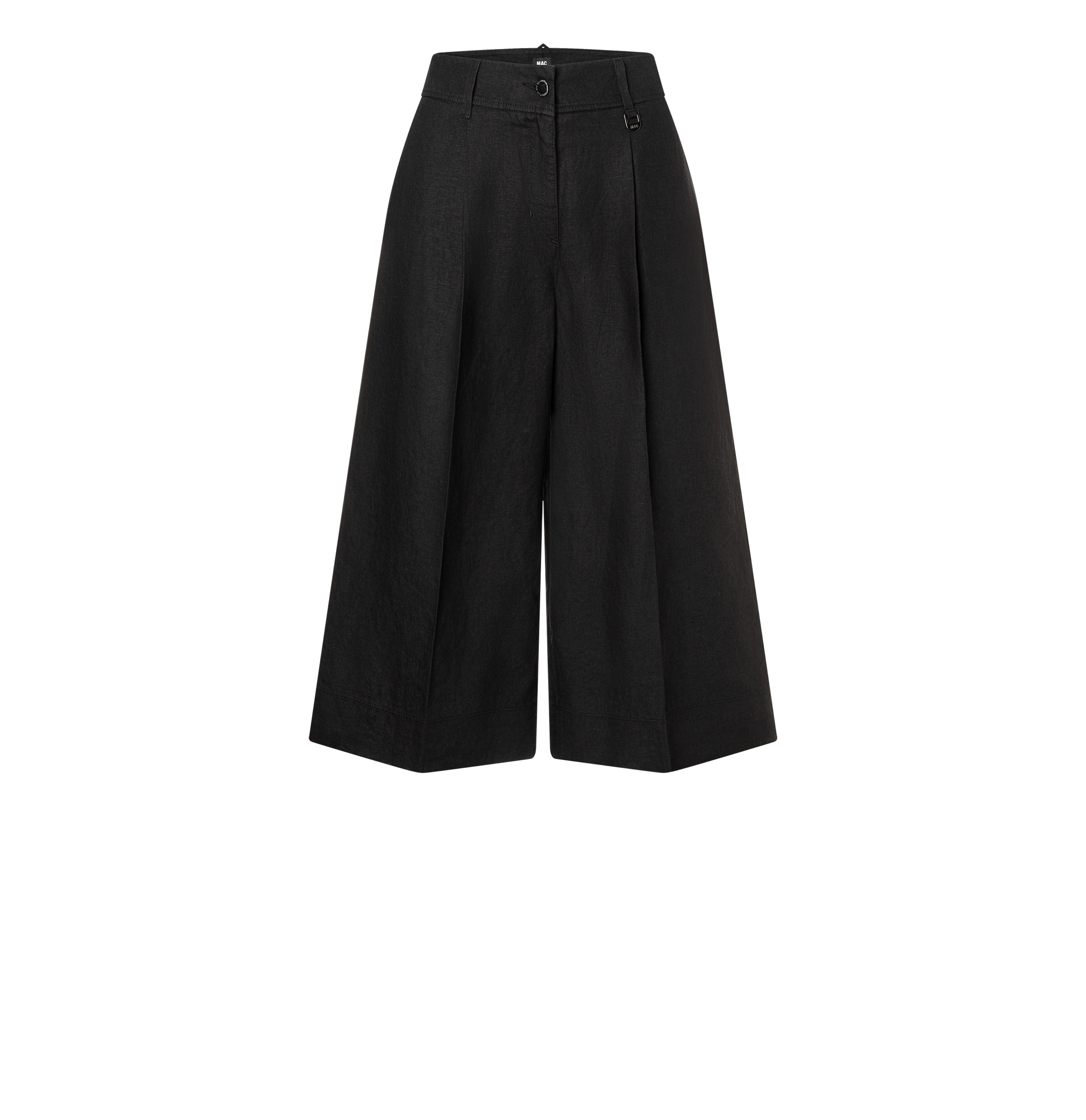 Long, elegant Bermuda made of pure linen. | BRITT long bermuda | black | Front view of bust