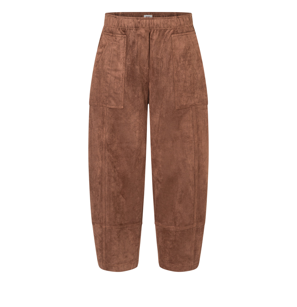 Relaxed trousers with a velour look. | TILDA worker | bison brown | Front view of bust