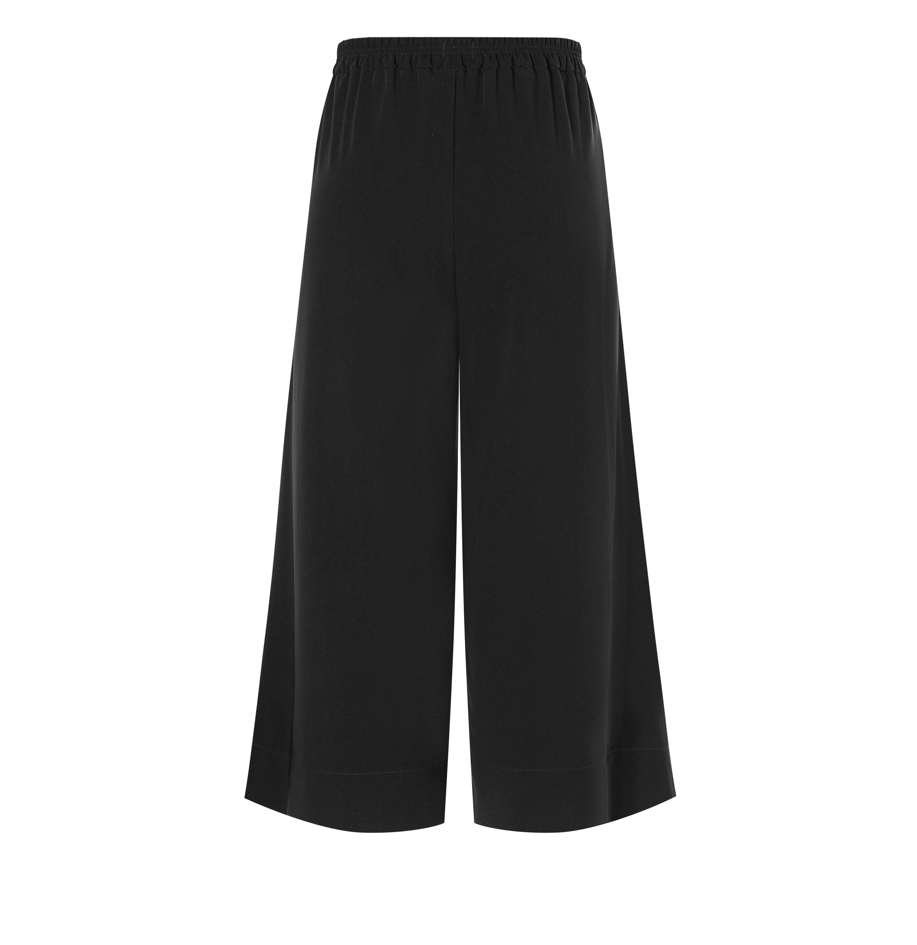 Culotte made of light floating crepe. | CORALIE cropped | black | Back view of bust
