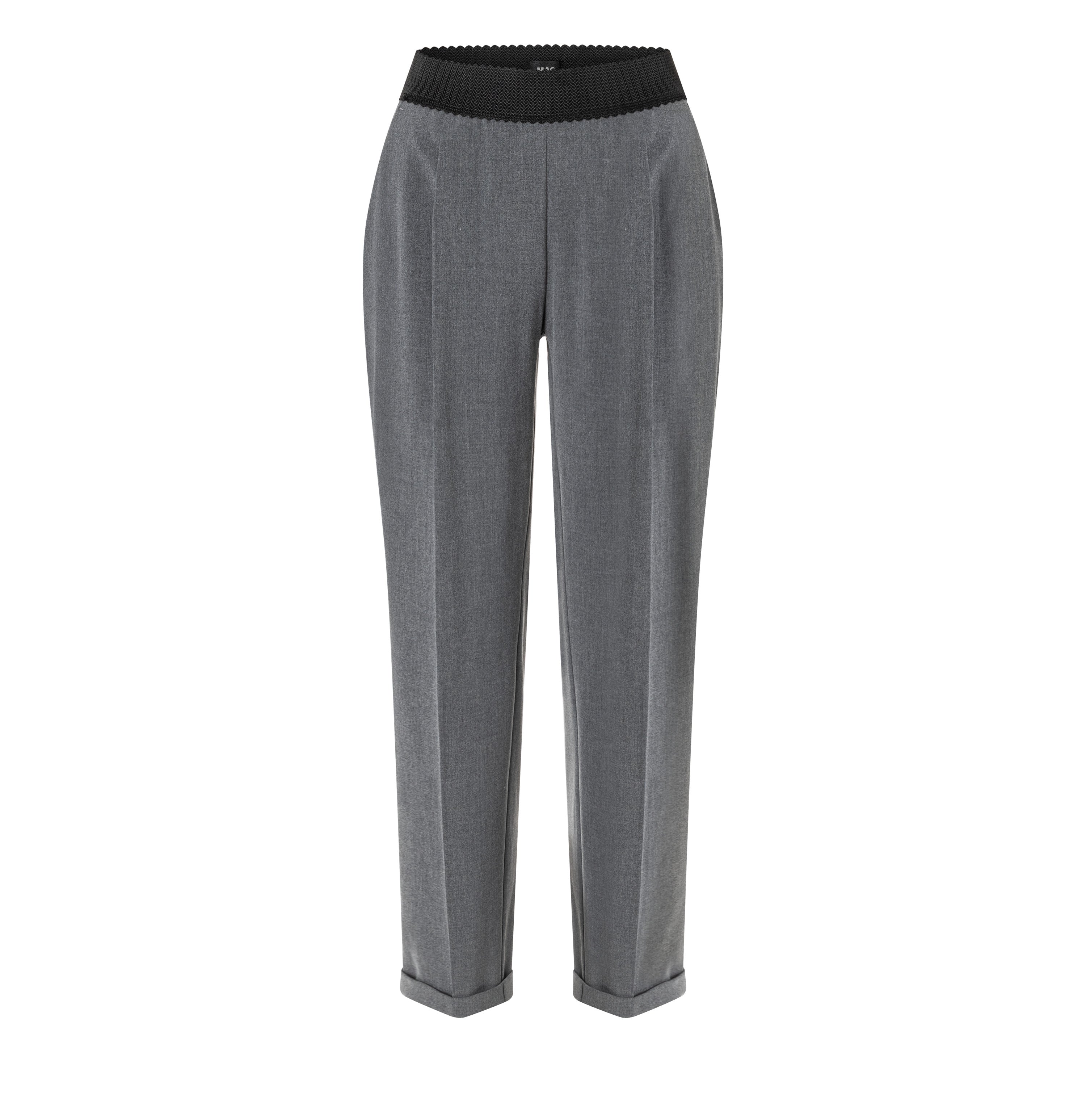 Chino in a light flannel material. | CHINO SMART | flannel melange | Front view of bust