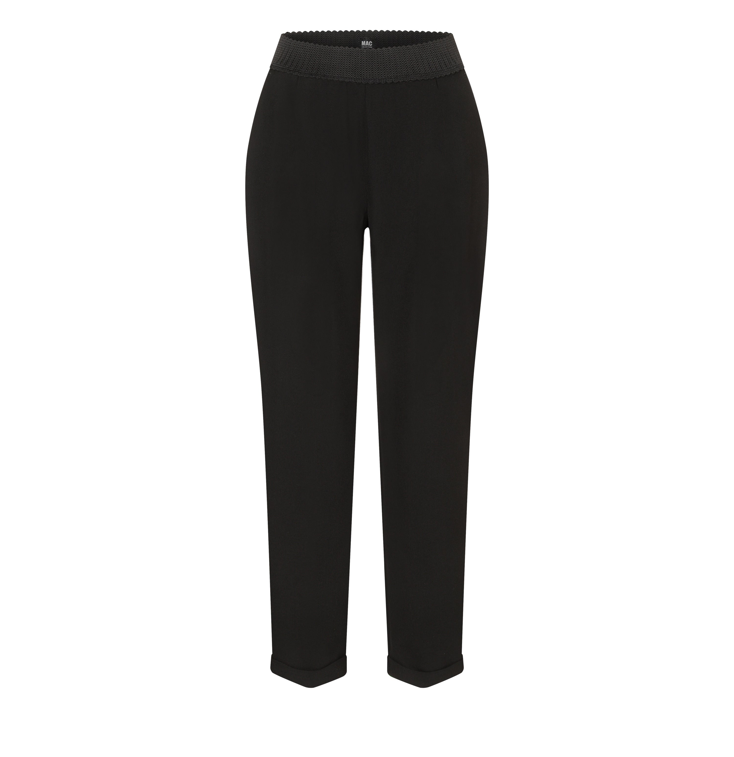 Chino in a light flannel material. | CHINO SMART | black | Front view of bust