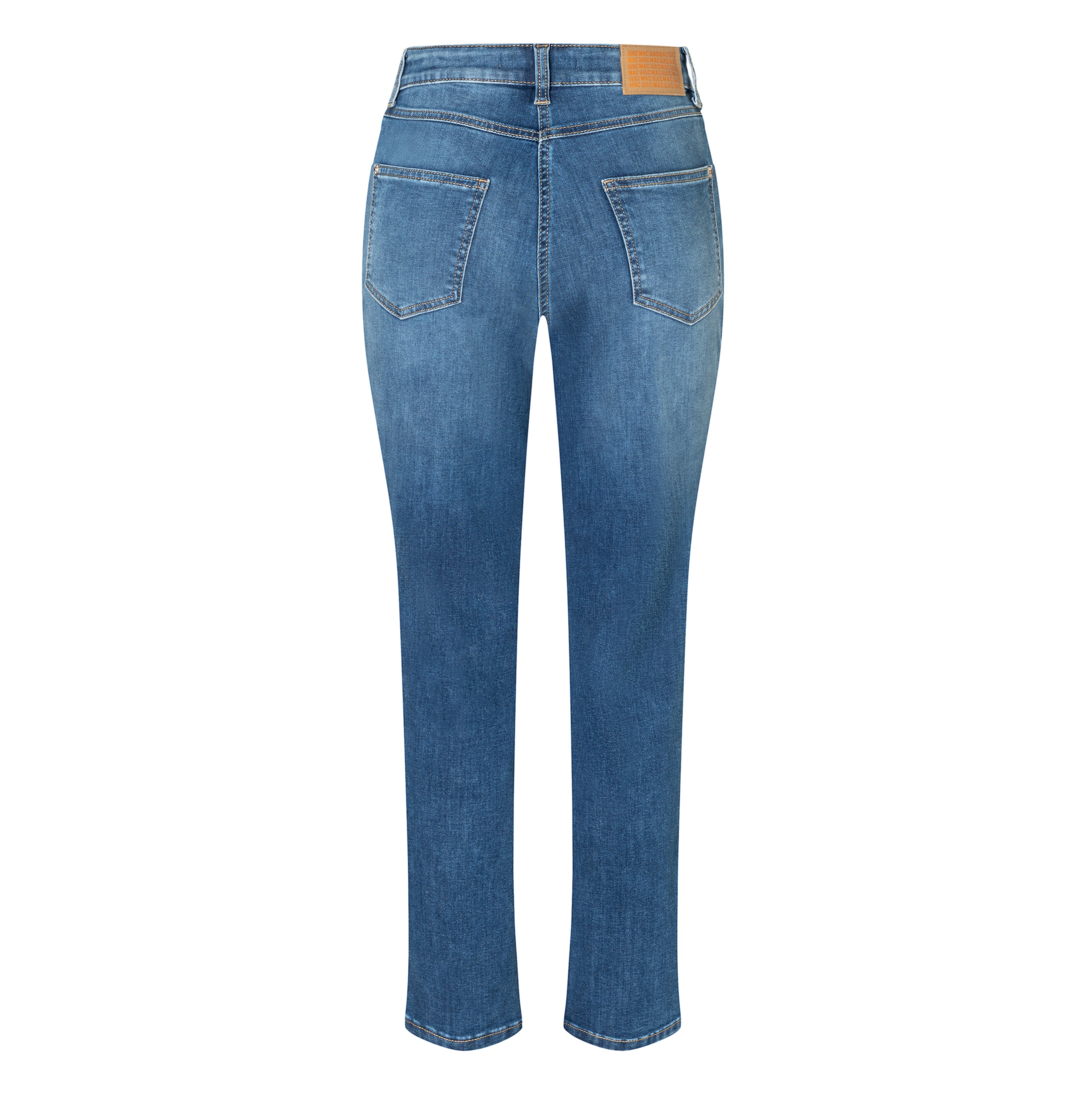 Straight fit made from comfort stretch denim. | MELANIE | mid blue use washed | Back view of bust