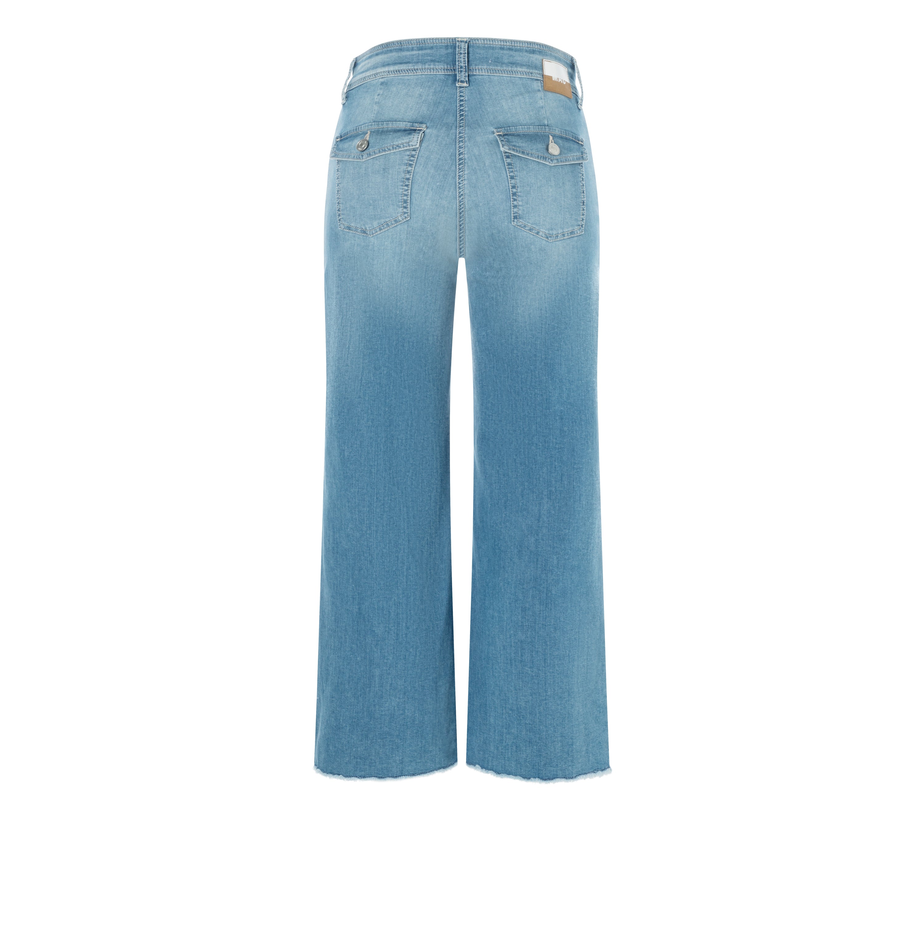 Wide jeans with patch pockets. | S-NAME | S-FBBZ | Back view of bust
