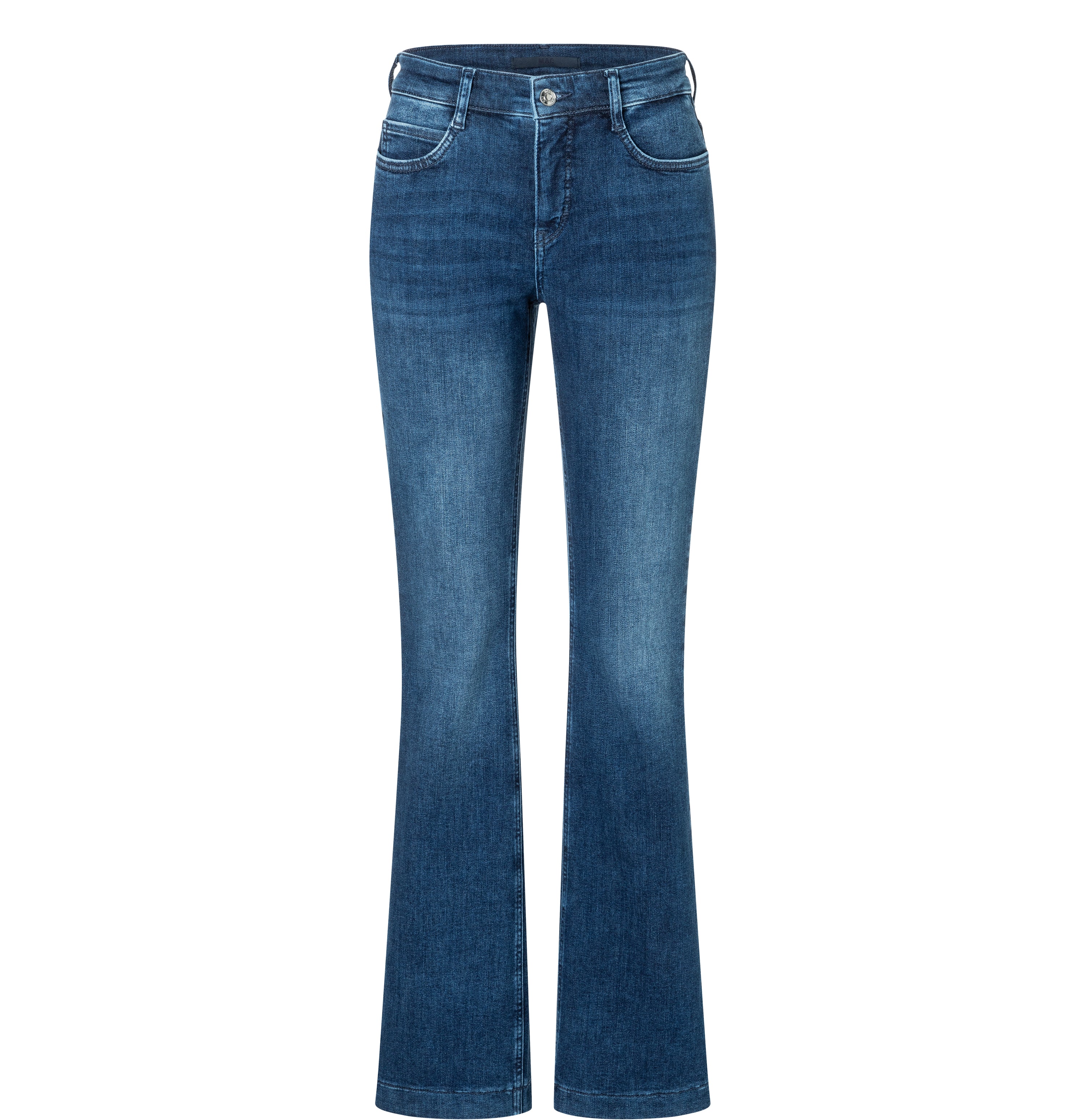 Figure-shaping boot cut jeans with an authentic look. | BOOT | chic indigo used | Front view of bust