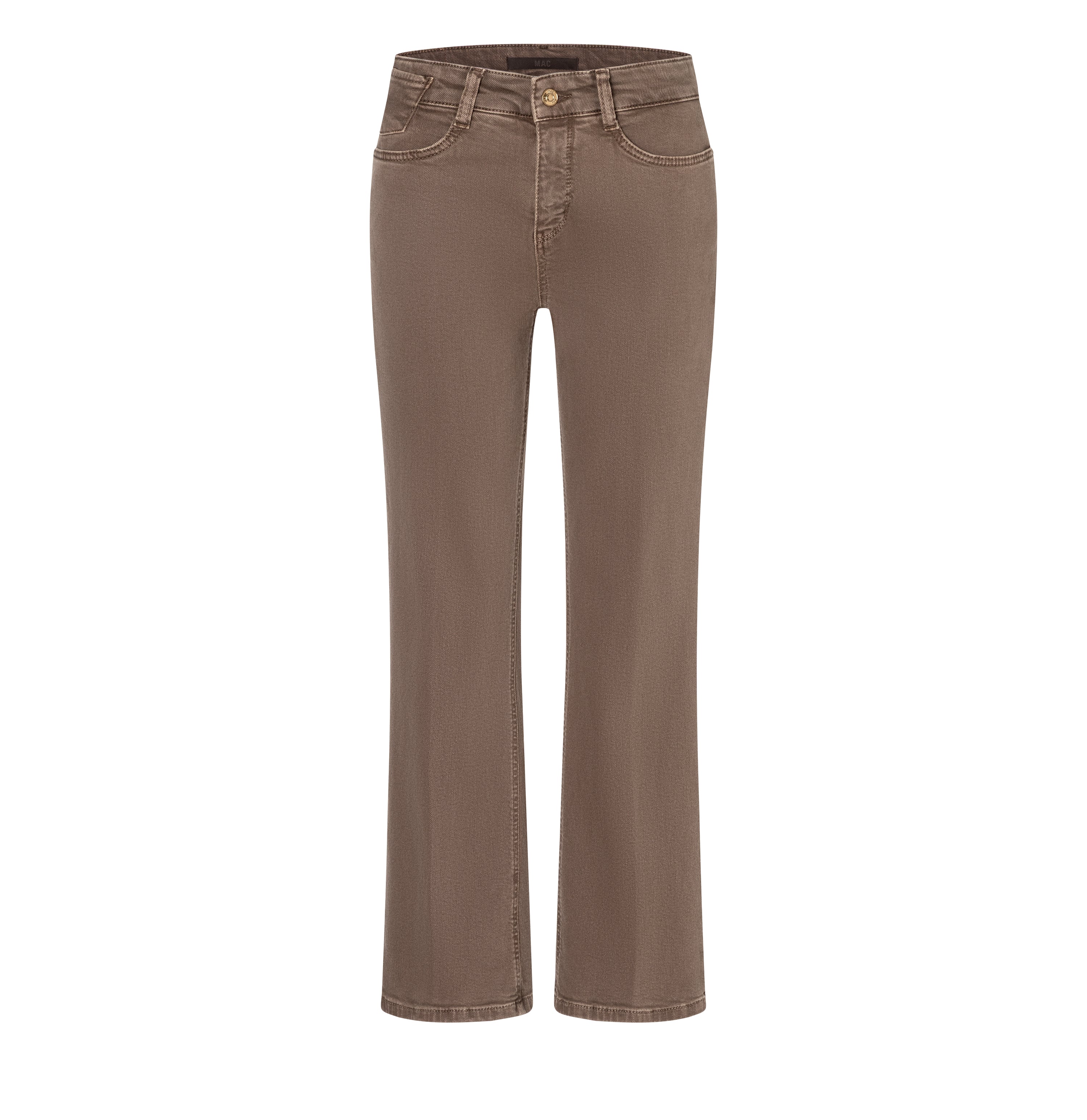 Flared jeans made of comfortable colour denim. | LAURA | light tree bark | Front view of bust