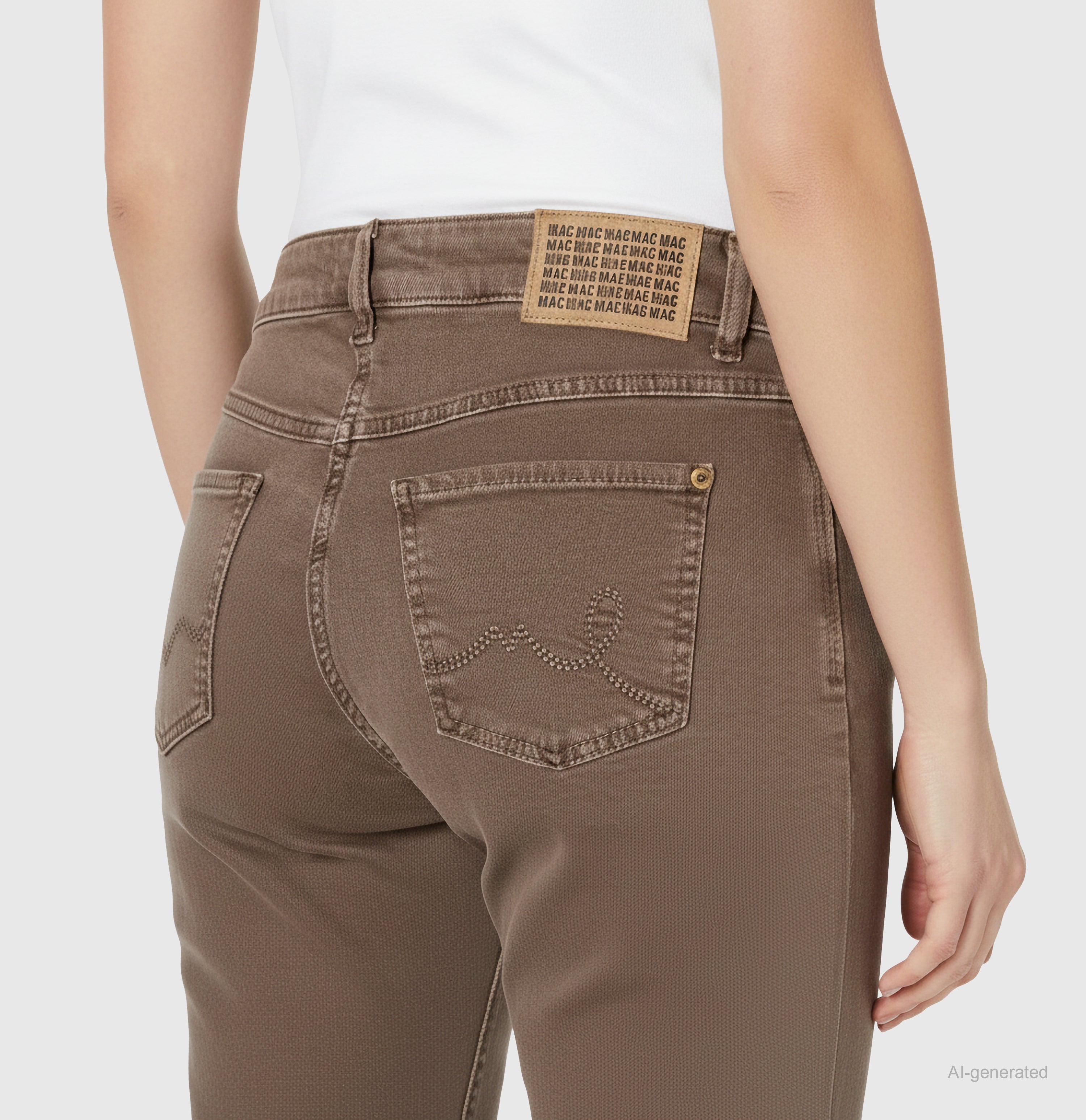 Flared jeans made of comfortable colour denim. | LAURA | light tree bark | Detailed view 2 of model