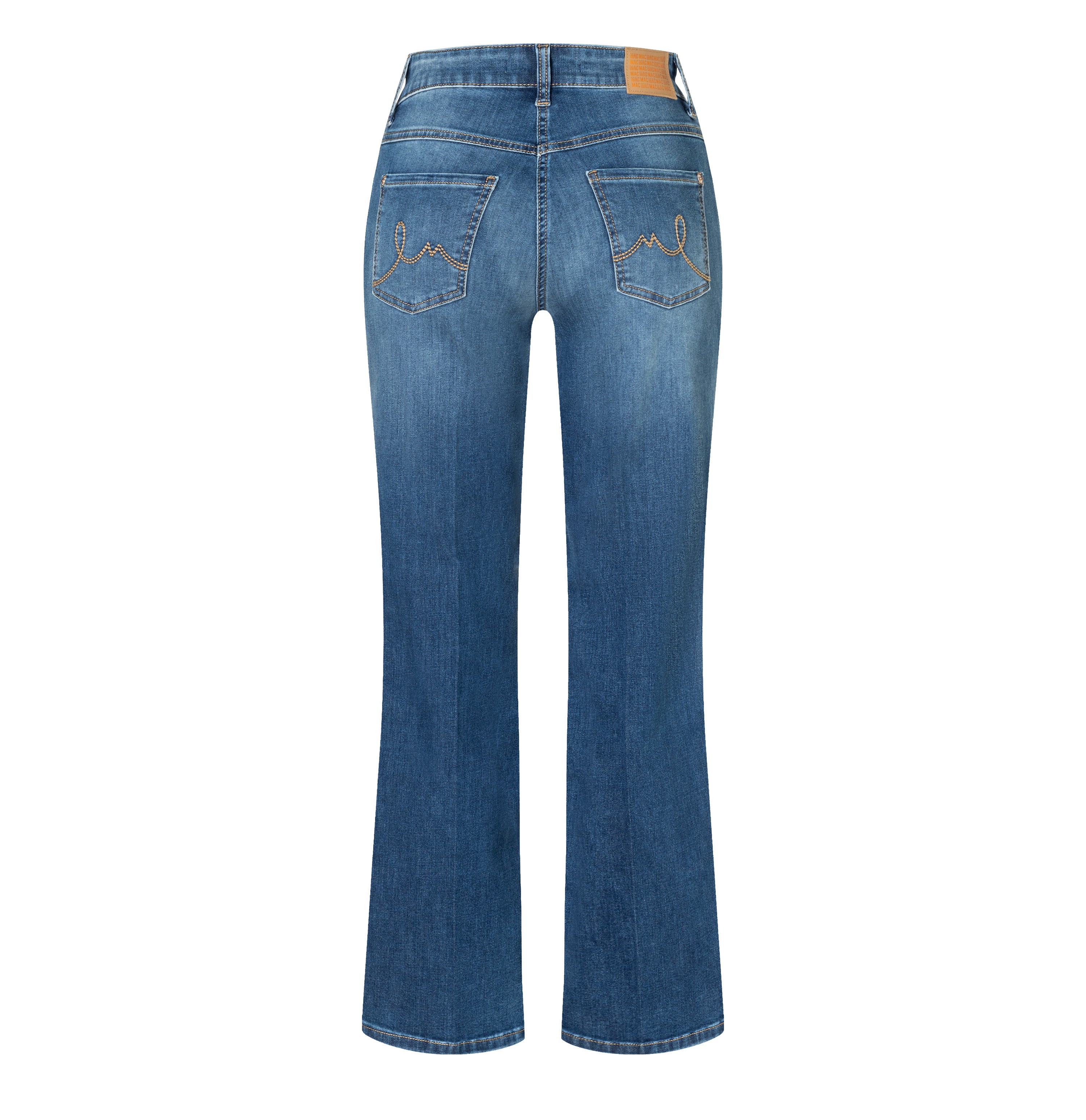 Flared jeans made of comfort stretch denim. | LAURA | mid blue use washed | Back view of bust