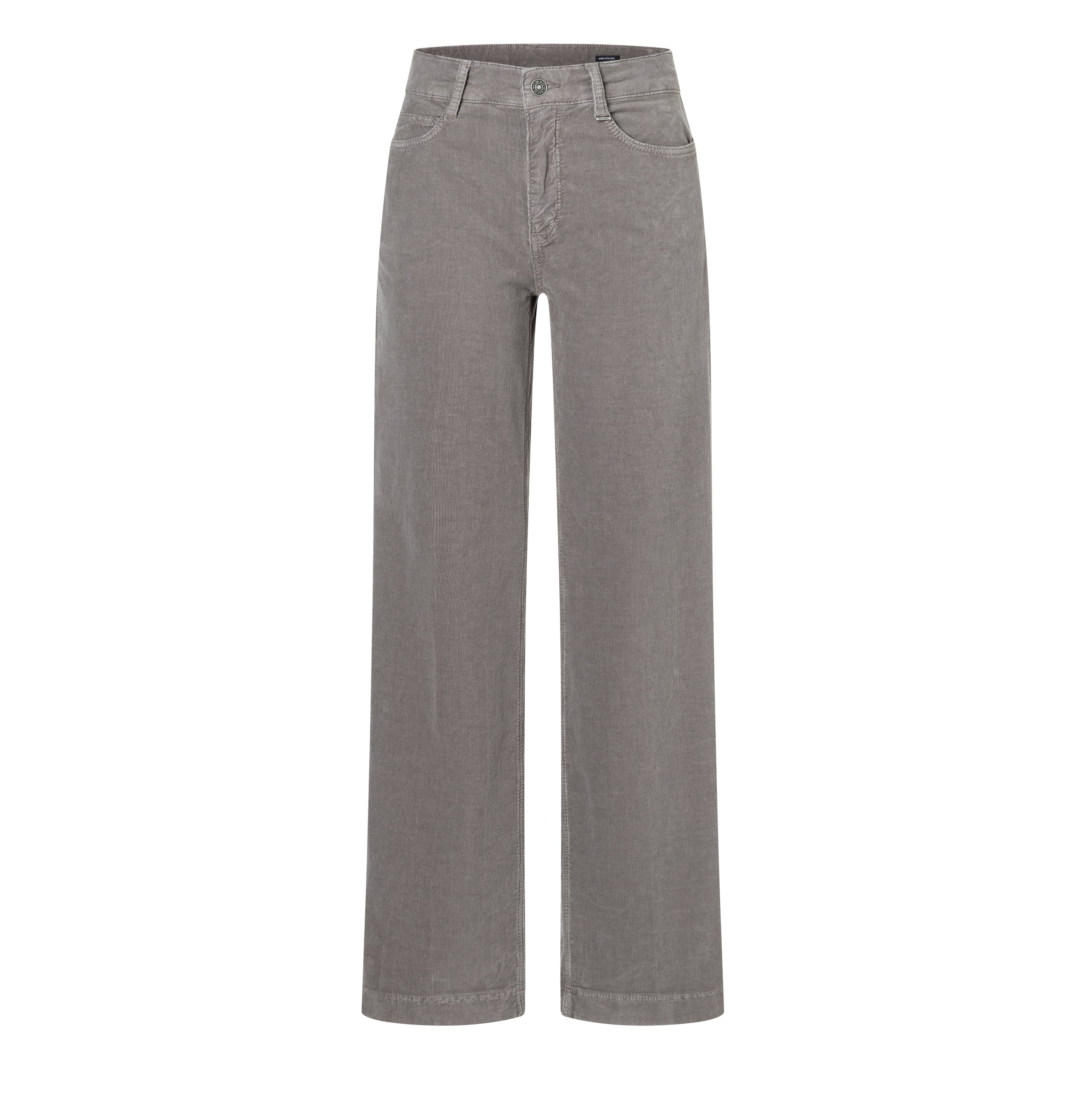 Wide, comfortable trousers made of soft baby corduroy. | WIDE | dark gull grey PPT | Front view of bust