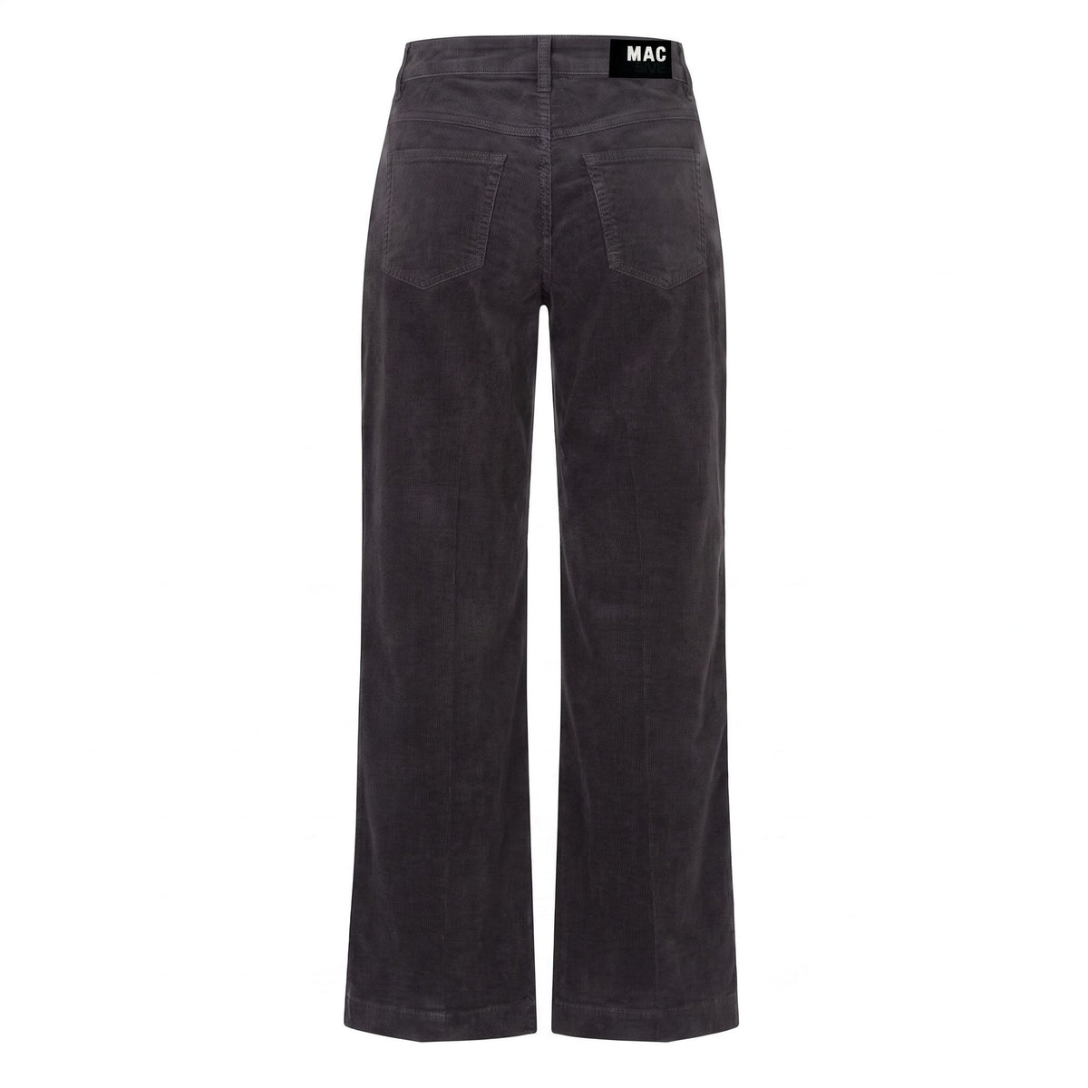 Wide trousers made of soft baby corduroy. | WIDE | smoked grey antique | Back view of bust