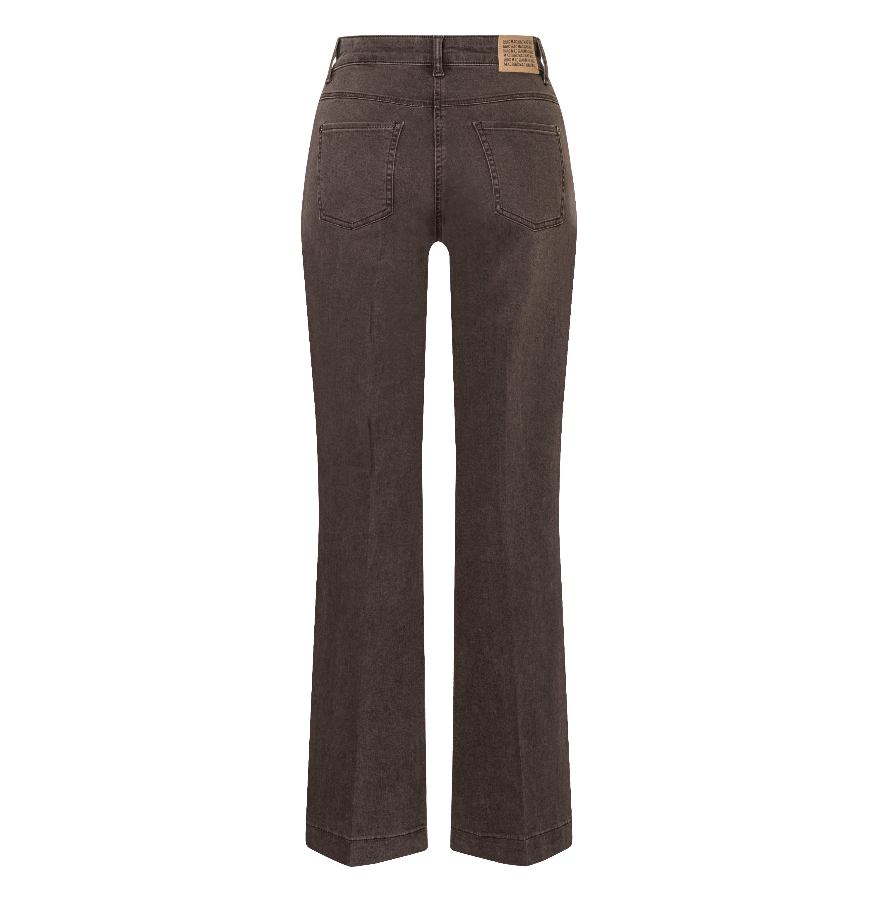 Wide jeans with fine creases. | WIDE | brown stone wash | Back view of bust