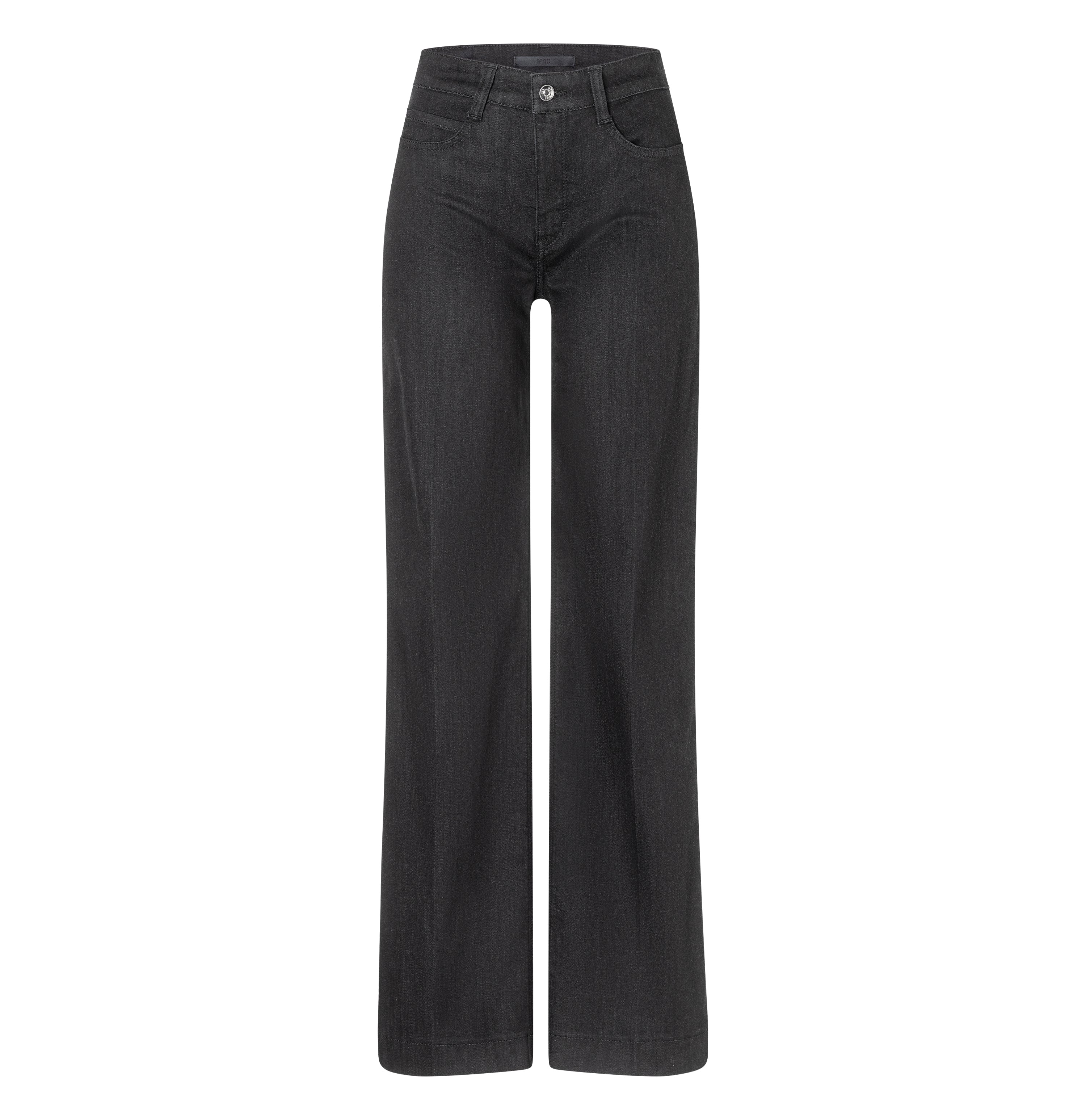 Wide, elastic jeans with an authentic look. | S-NAME | S-FBBZ | Front view of bust