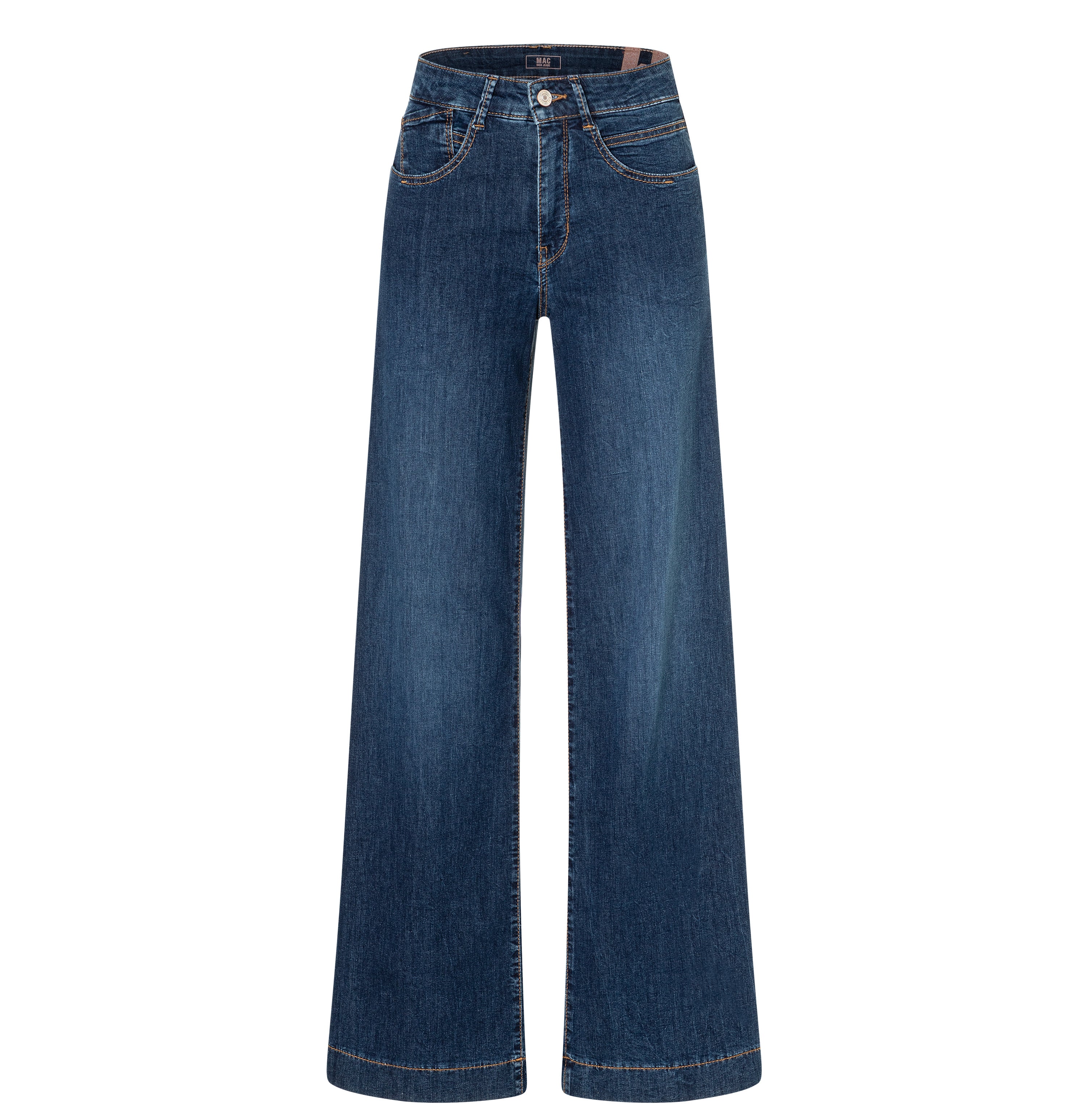 Light jeans in an extra wide cut. | RICH PALAZZO | night blue used | Front view of bust
