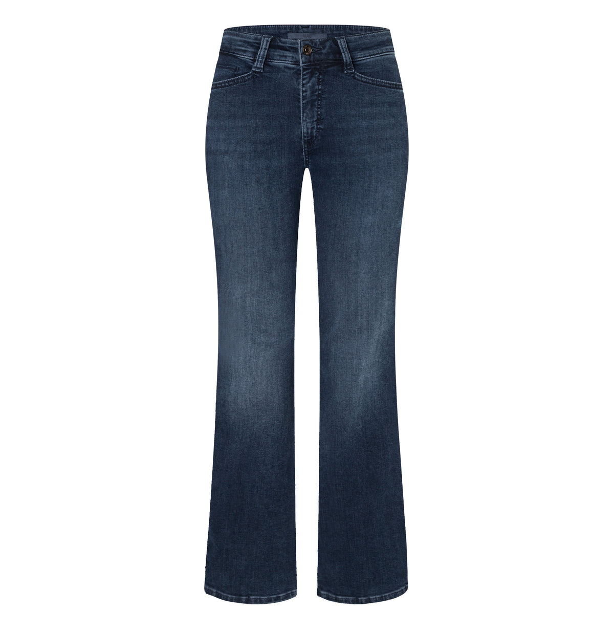 Vintage jeans in a flared fit. | LAURA seam | blue midnight wash | Front view of bust