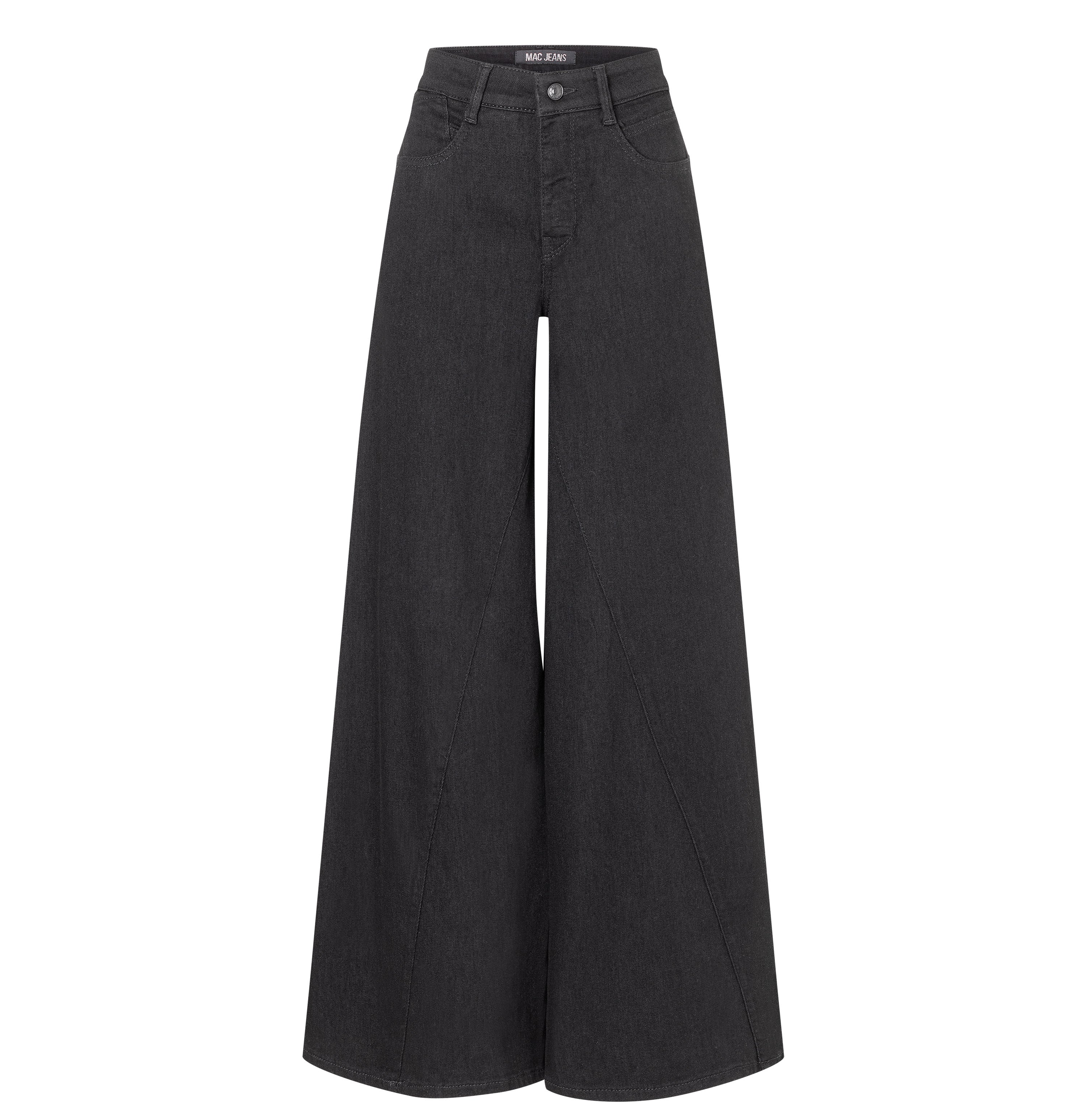 Extra wide jeans with turned inseam. | WIDE extreme | black-black | Front view of bust