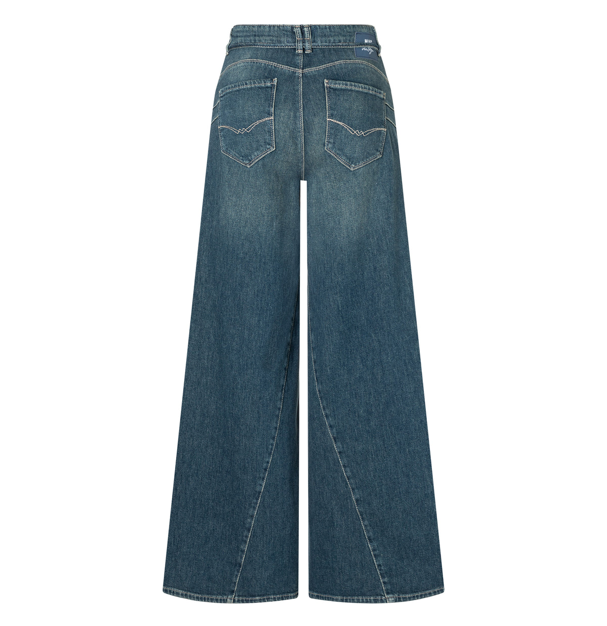 Wide fit with tie belt and seam details. | WIDE extreme | greenish blue | Back view of bust