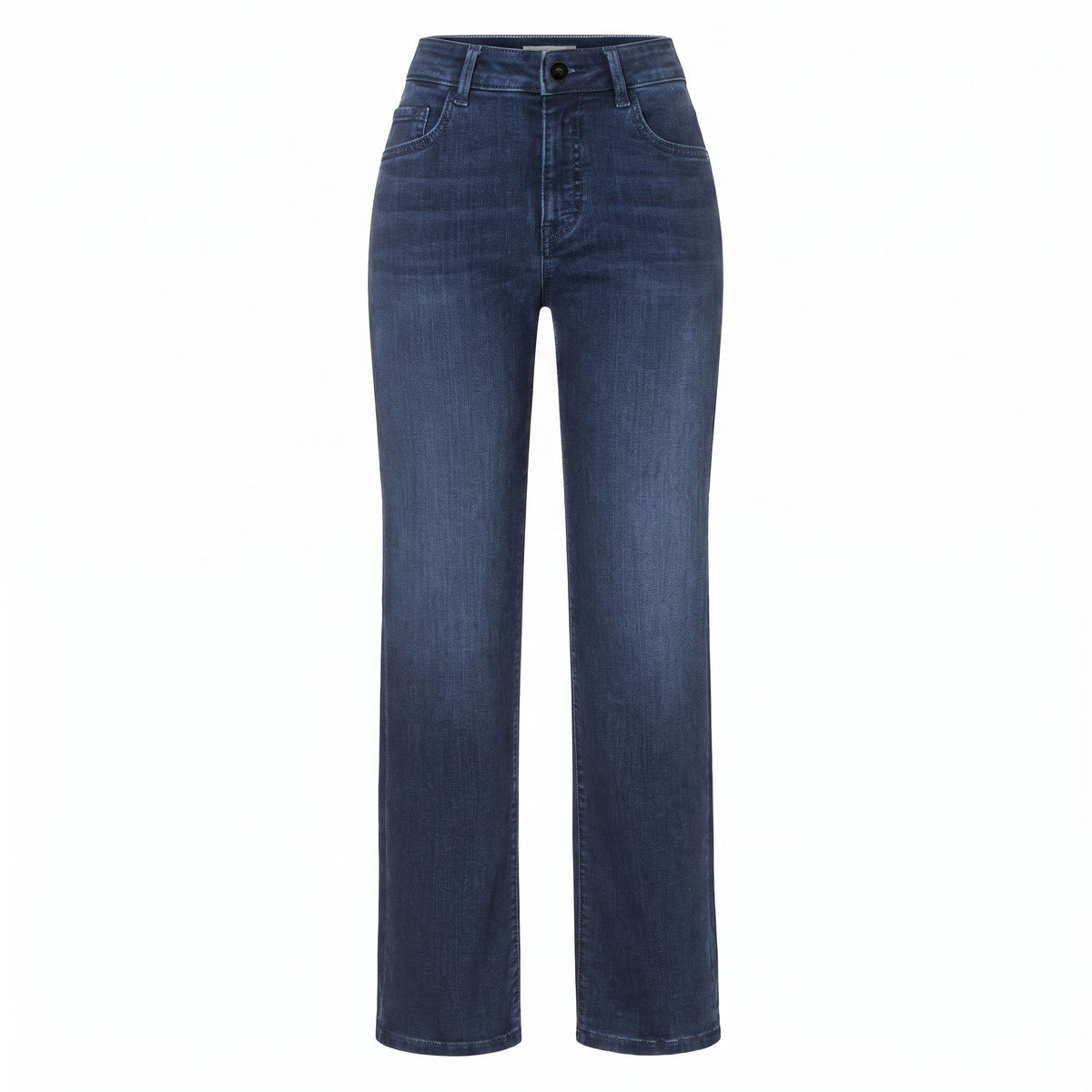Warming winter jeans with a feminine fit. | GRACIA | deep dark wash | Front view of bust