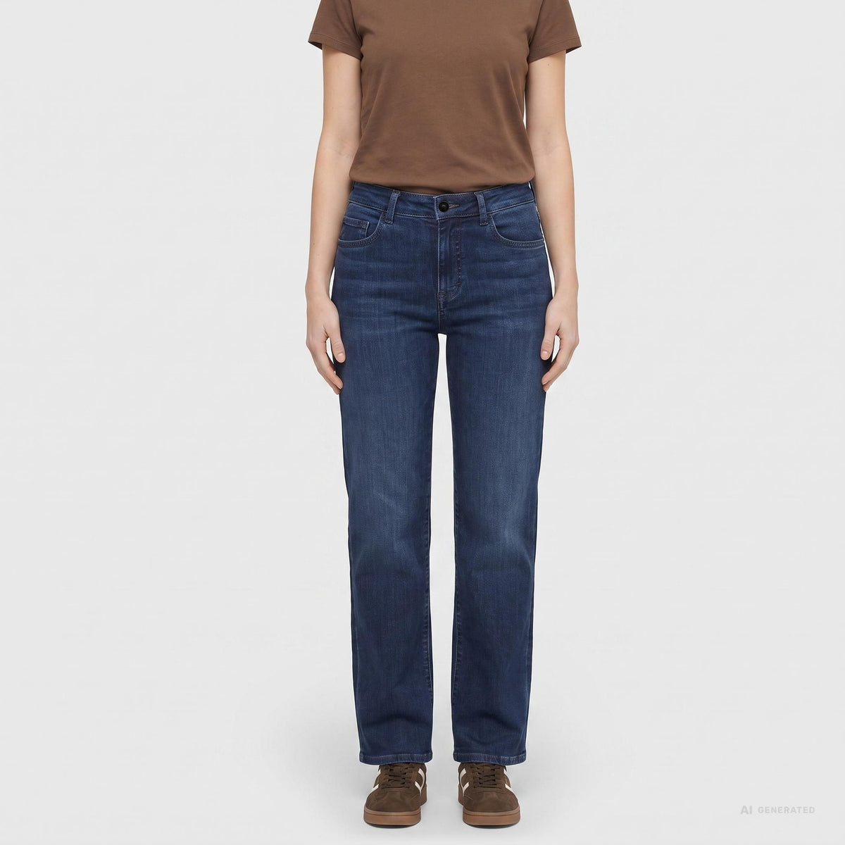 Warming winter jeans with a feminine fit. | GRACIA | deep dark wash | Front view of model