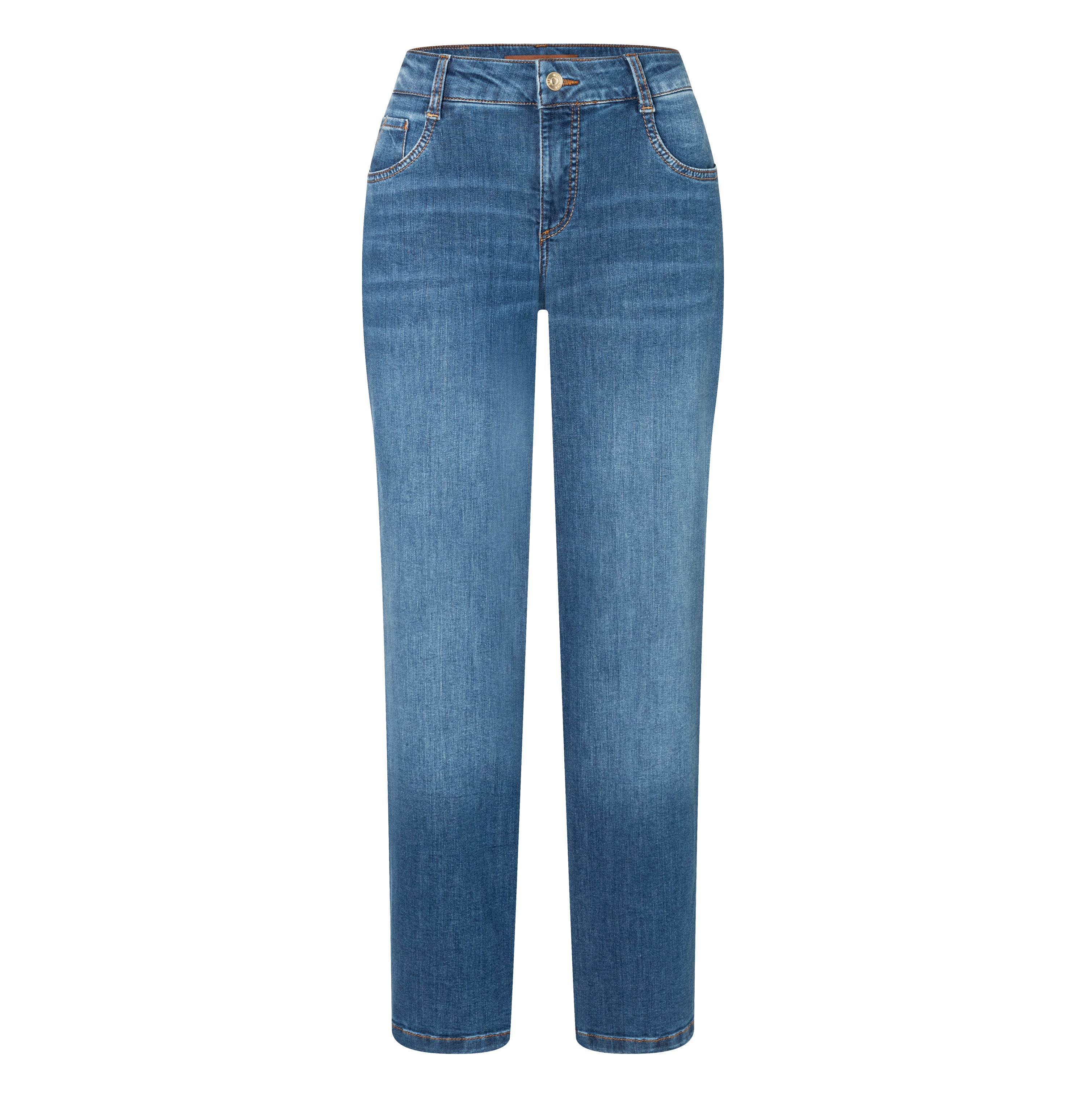 Authentic, flexible jeans with a feminine fit. | GRACIA | medium blue authentic used | Front view of bust