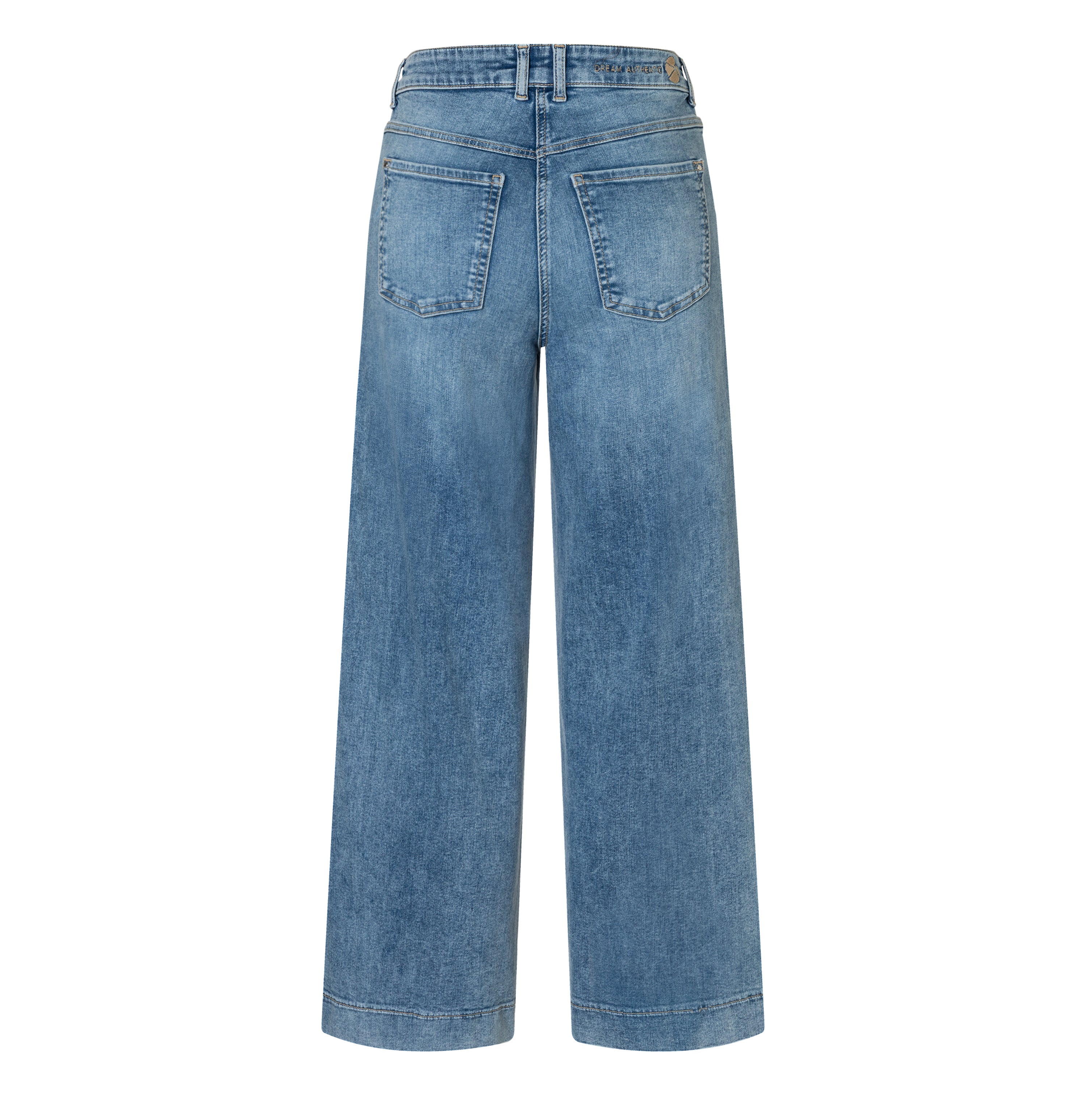 Culotte made of hyper stretch denim. | DREAM Culotte pocket | authentic blue washed | Back view of bust