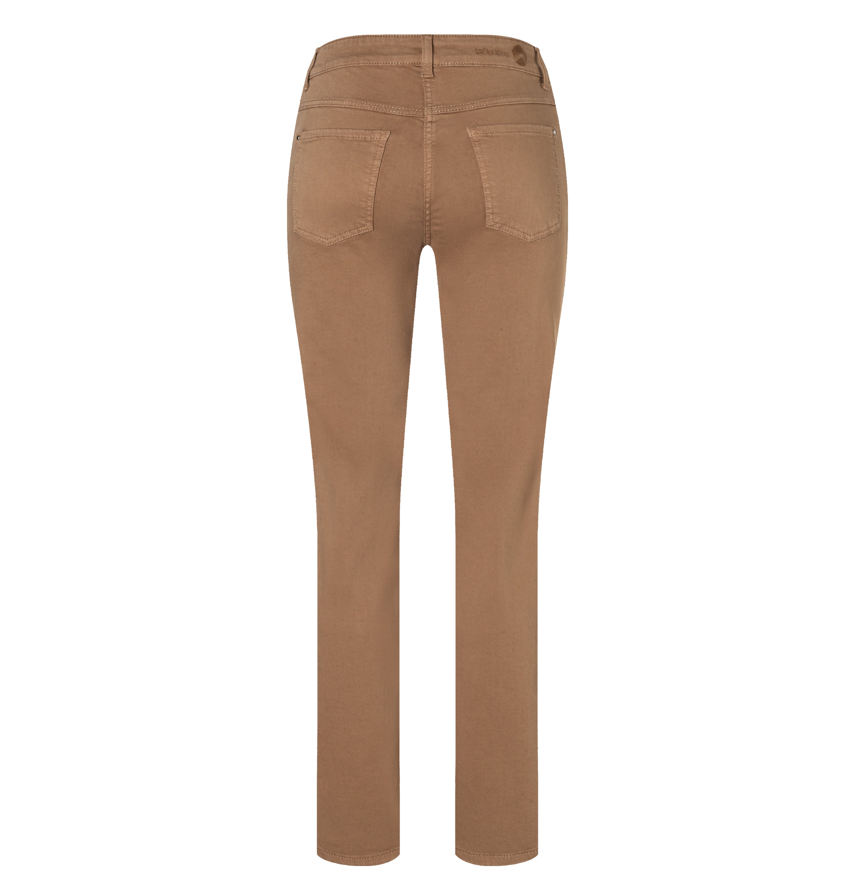Straight fit made from hyper stretch denim. | DREAM | light cognac PPT | Back view of bust