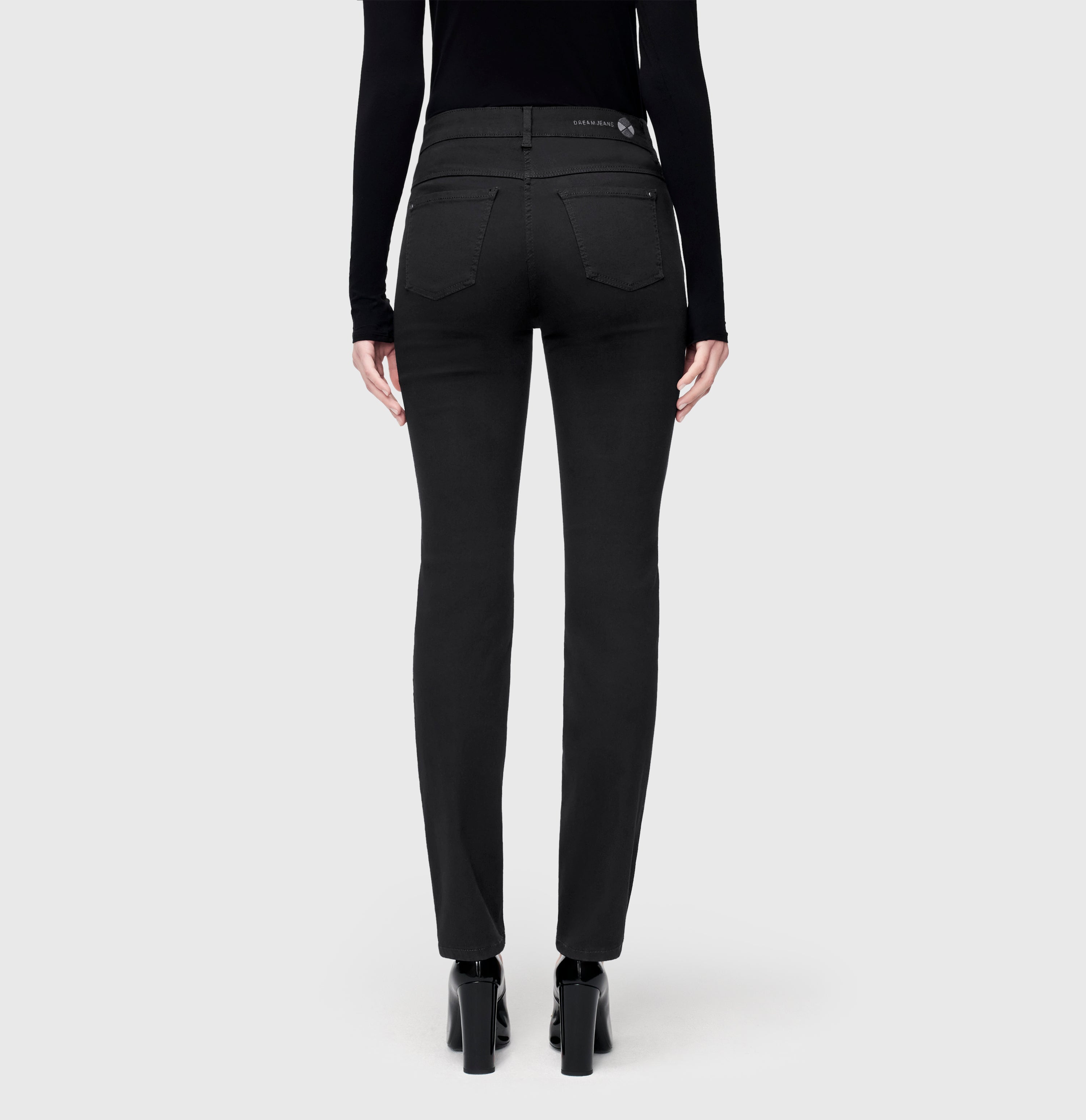 Straight fit jeans with innovative shaping effect. | DREAM | black-black | Back view of model