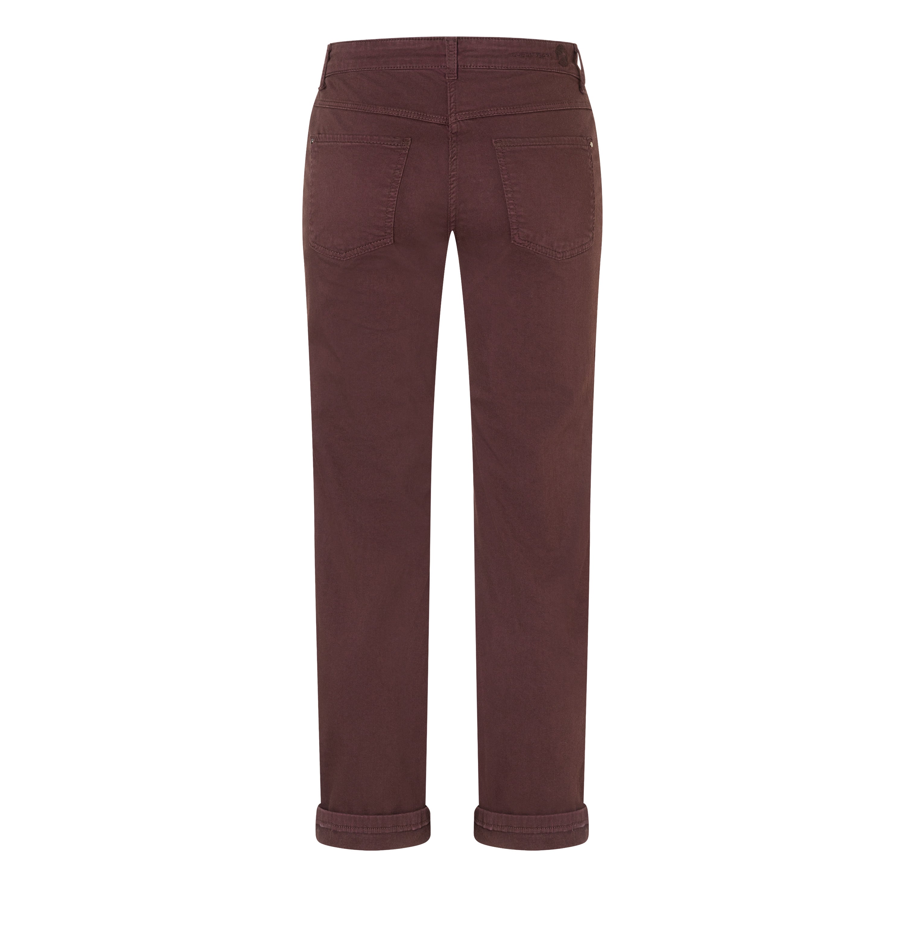 Straight hyper stretch jeans with turn-up. | DREAM cropped | smoky purple PPT | Back view of bust