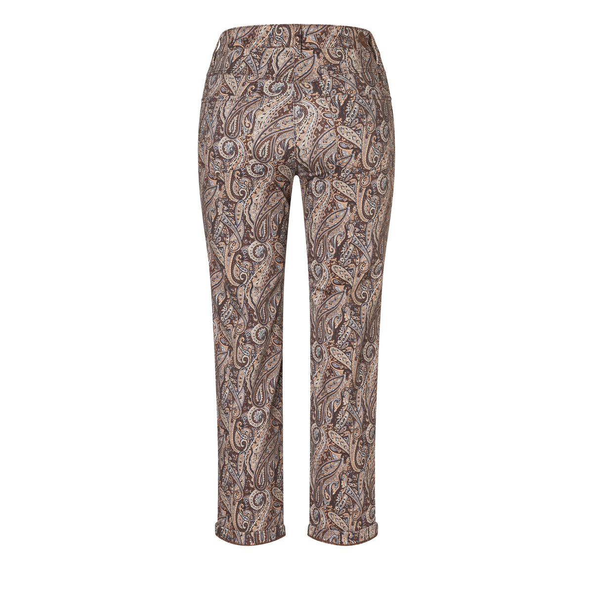 Cropped, straight jeans with paisley pattern. | DREAM cropped | bleached apricot printed | Back view of bust